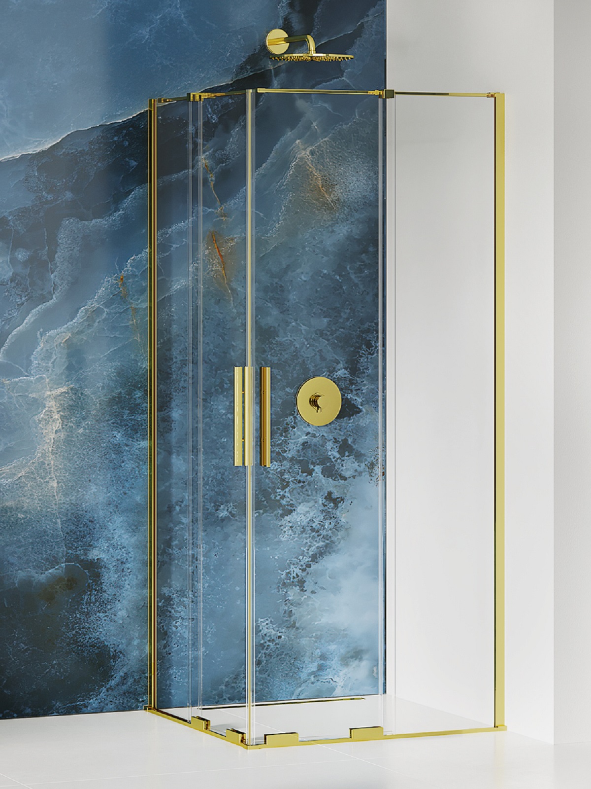 New Trendy Smart Light Gold box doccia 90x90 cm quadrato oro lucida/vetro trasparente EXK-4268