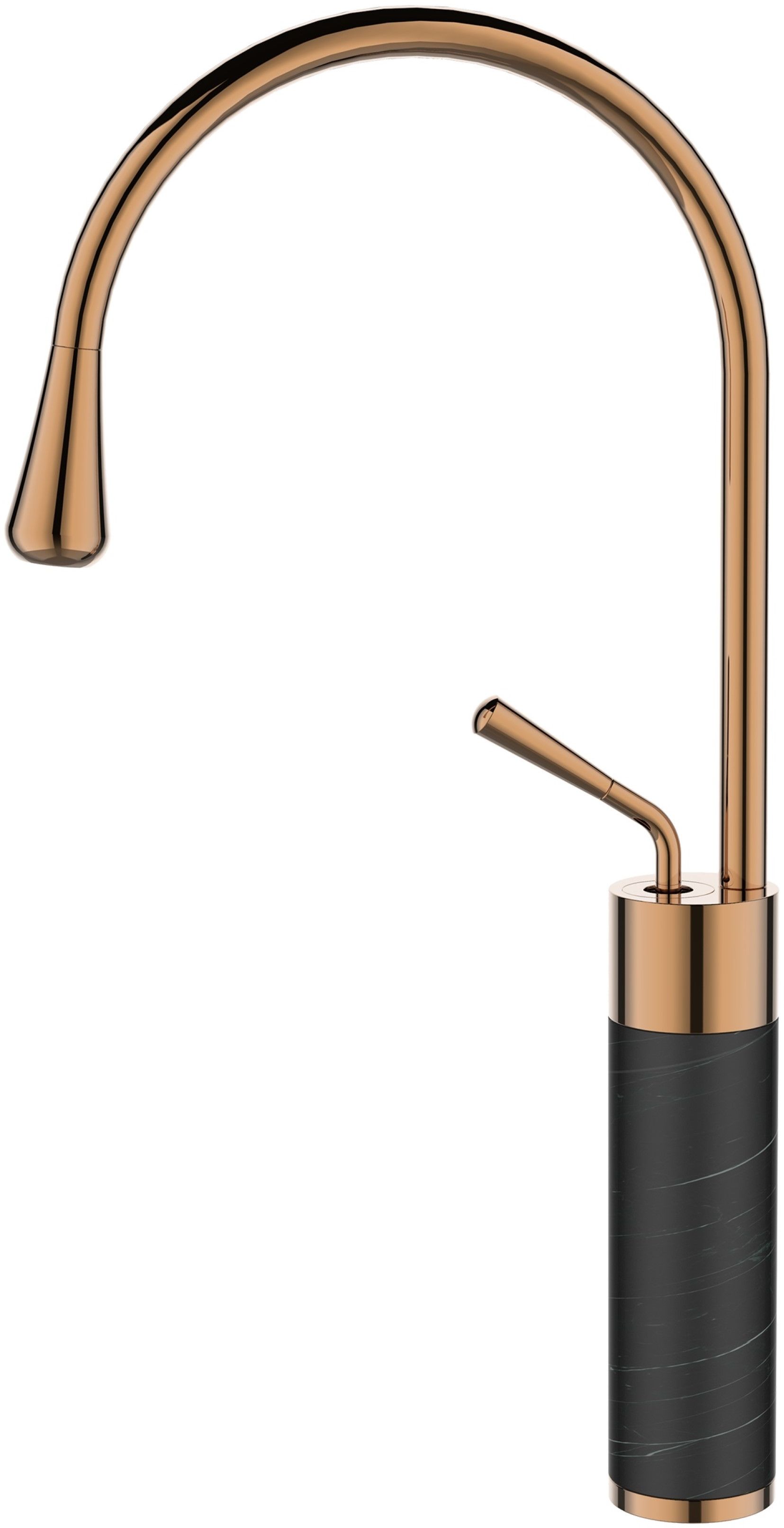 Invena Gabro rubinetto per lavabo verticale nero-rame BU-33-W14
