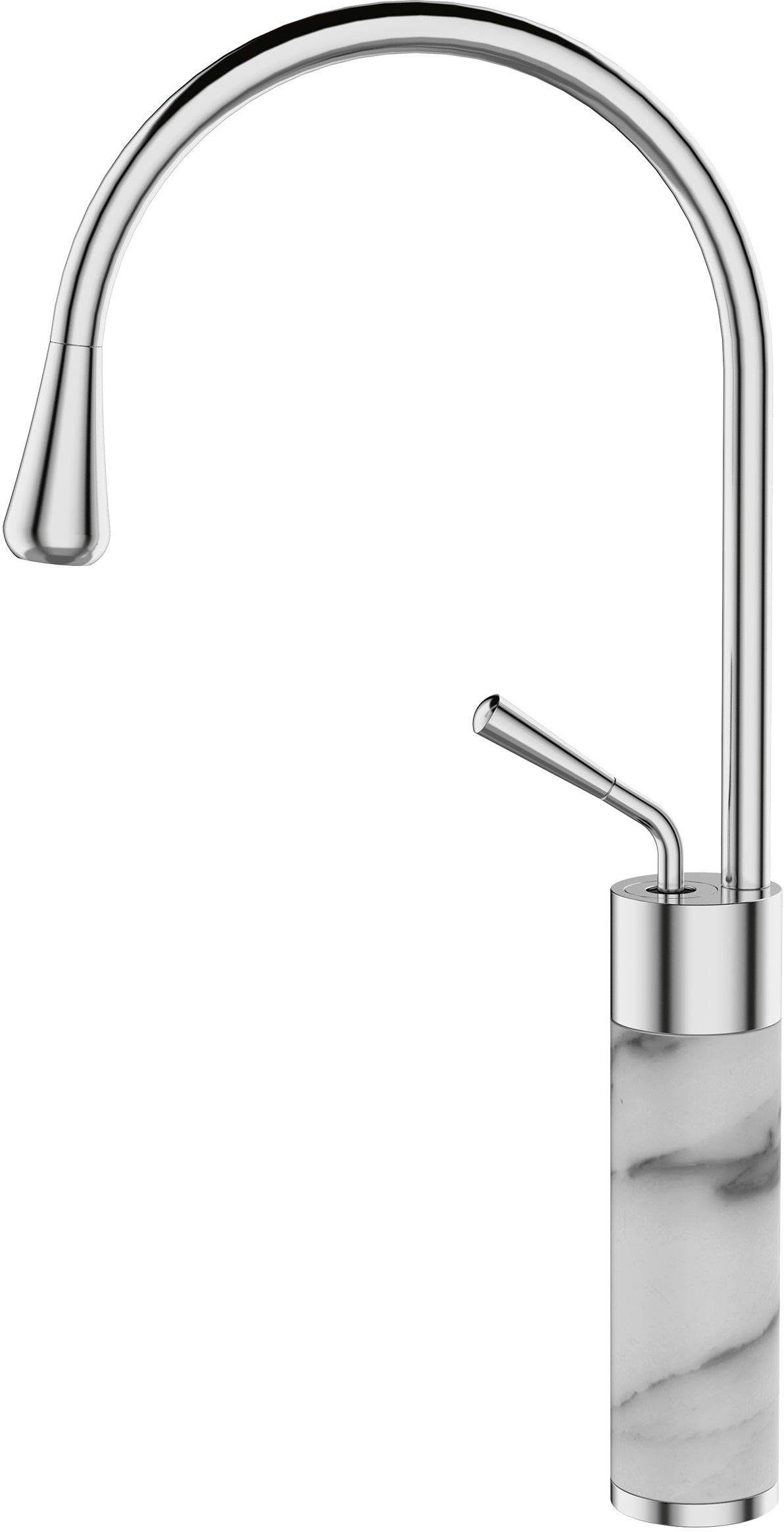 Invena Gabro rubinetto per lavabo verticale cromo-bianco BU-33-W02