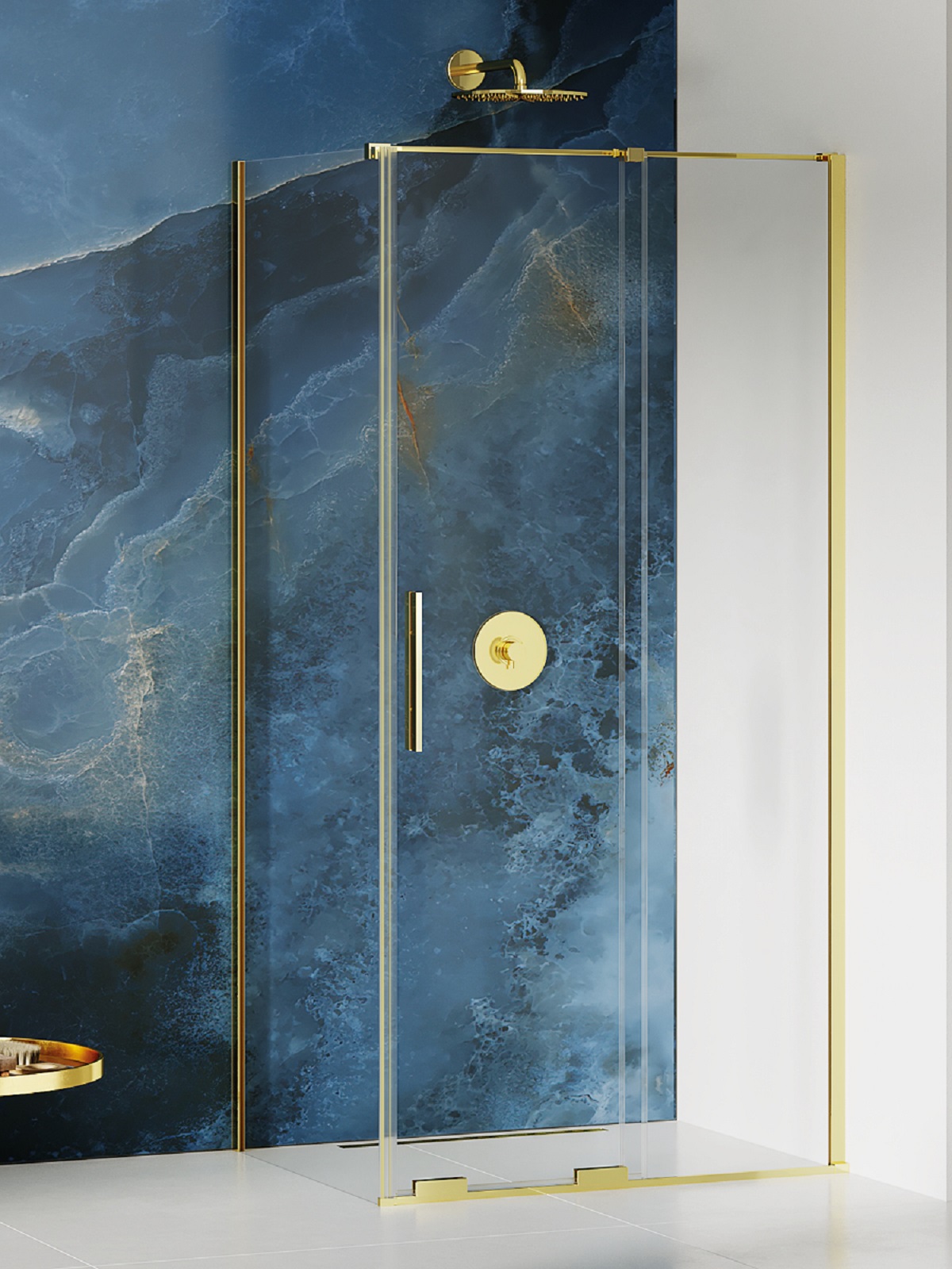 New Trendy Smart Light Gold box doccia 120x90 cm rettangolare oro lucida/vetro trasparente EXK-4239