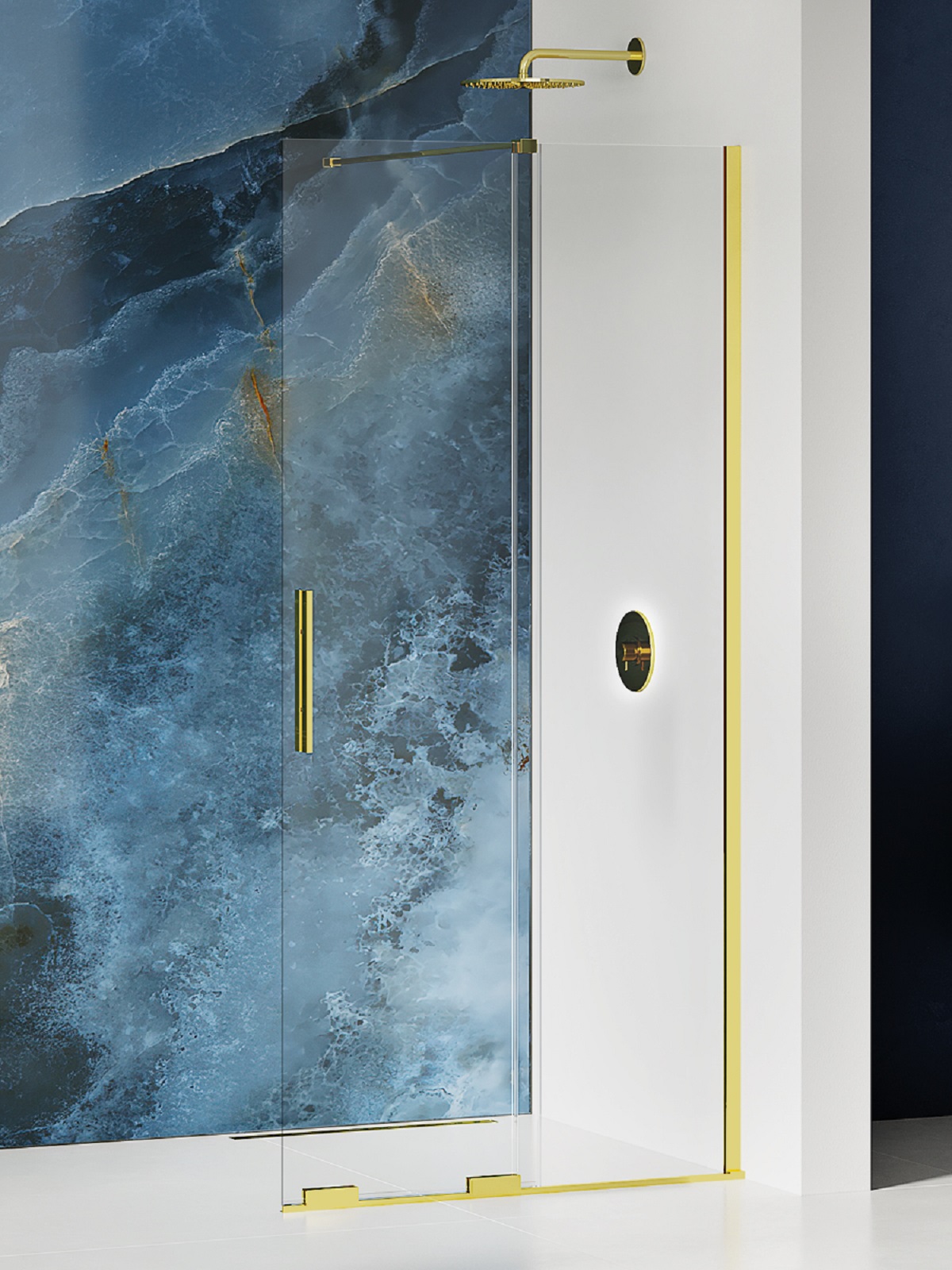 New Trendy Smart Light Gold parete doccia walk-in 80 cm oro lucida/vetro trasparente EXK-4293