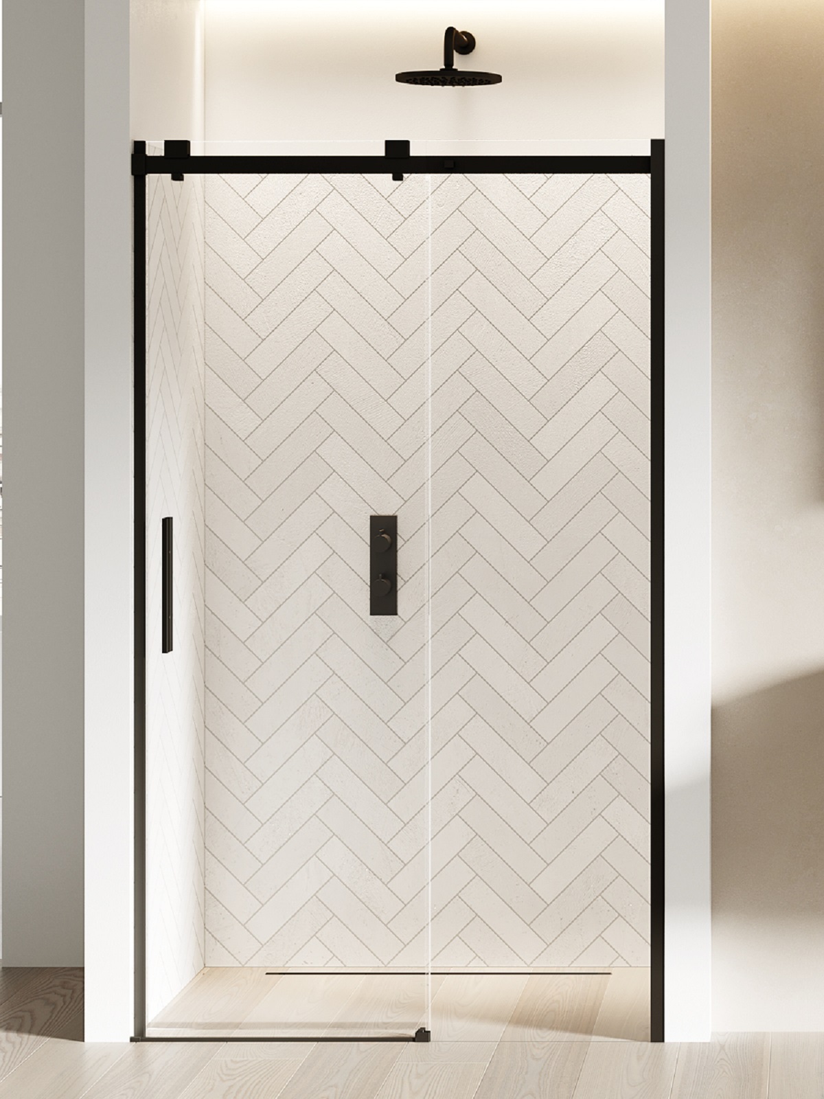 New Trendy Softi Black porta doccia 160 cm scorrevole nero opaca/vetro trasparente EXK-3956