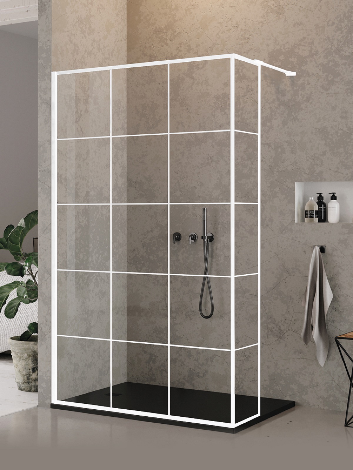 New Trendy New Modus White parete doccia walk-in 140 cm bianco opaca/vetro con motivo EXK-2245