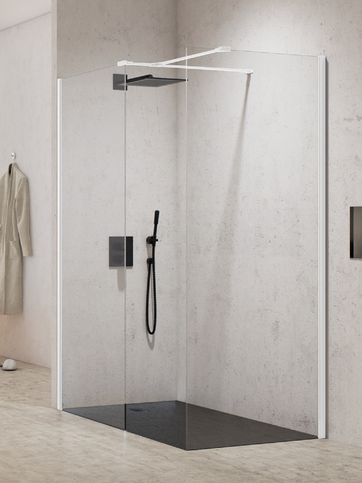 New Trendy New Modus White box doccia walk-in 150x80 cm rettangolare bianco opaca/vetro trasparente EXK-2289