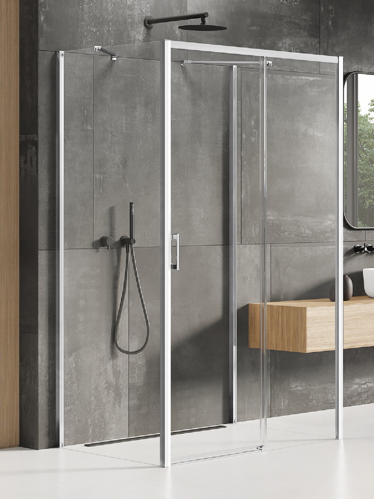 New Trendy Prime box doccia 110x80 cm rettangolare cromo lucida/vetro trasparente K-0845
