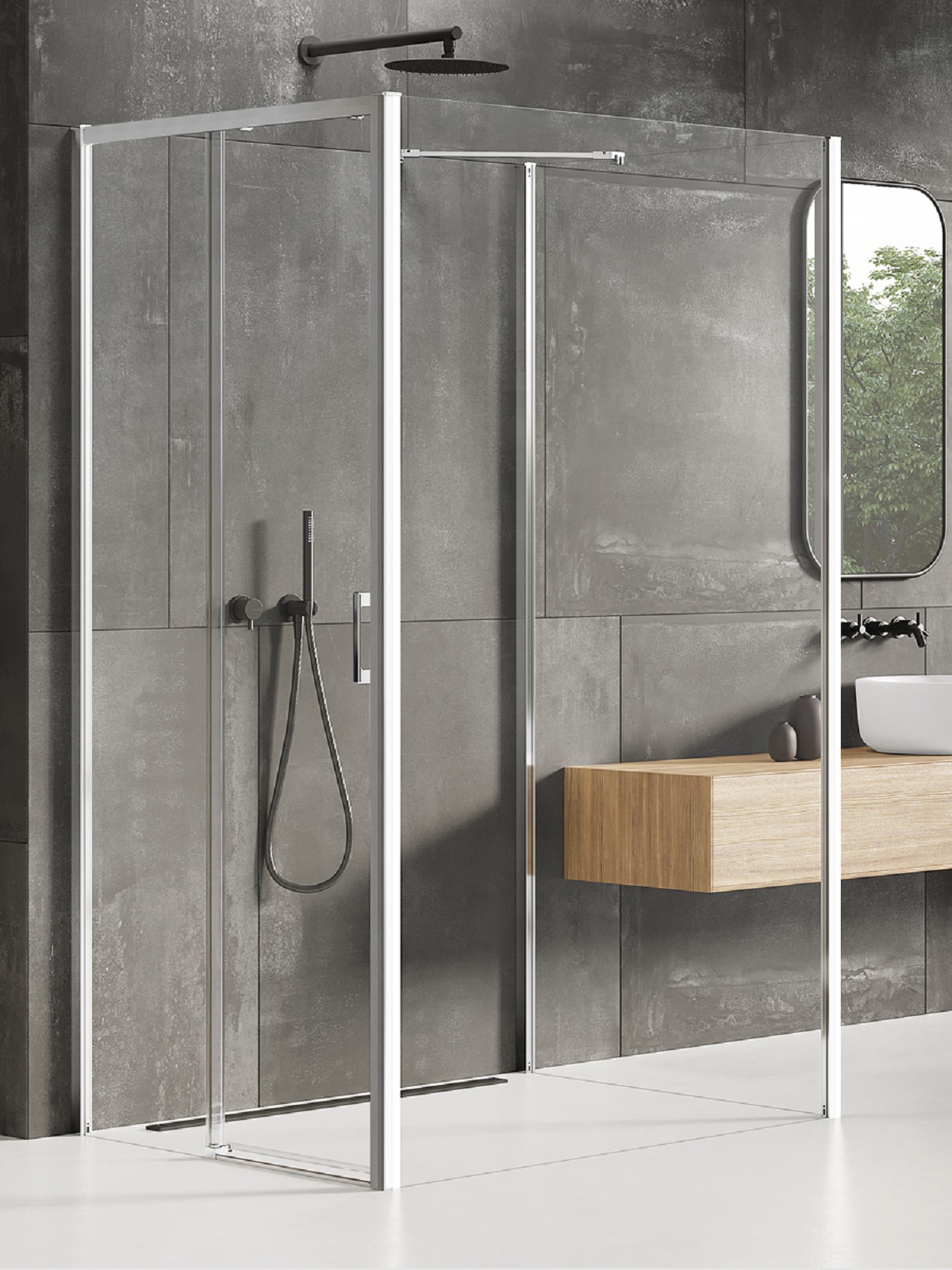 New Trendy Prime box doccia 110x100 cm rettangolare cromo lucida/vetro trasparente K-0875