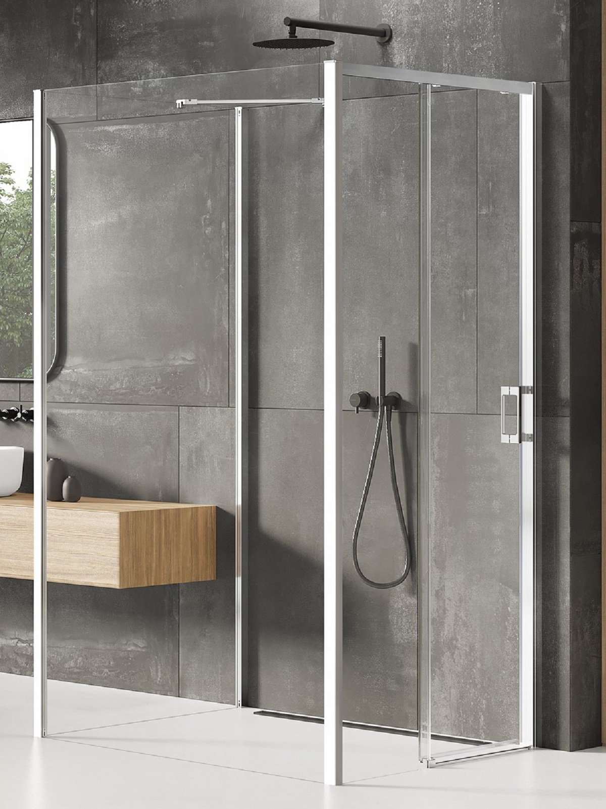 New Trendy Prime box doccia 120x100 cm rettangolare cromo lucida/vetro trasparente K-1589