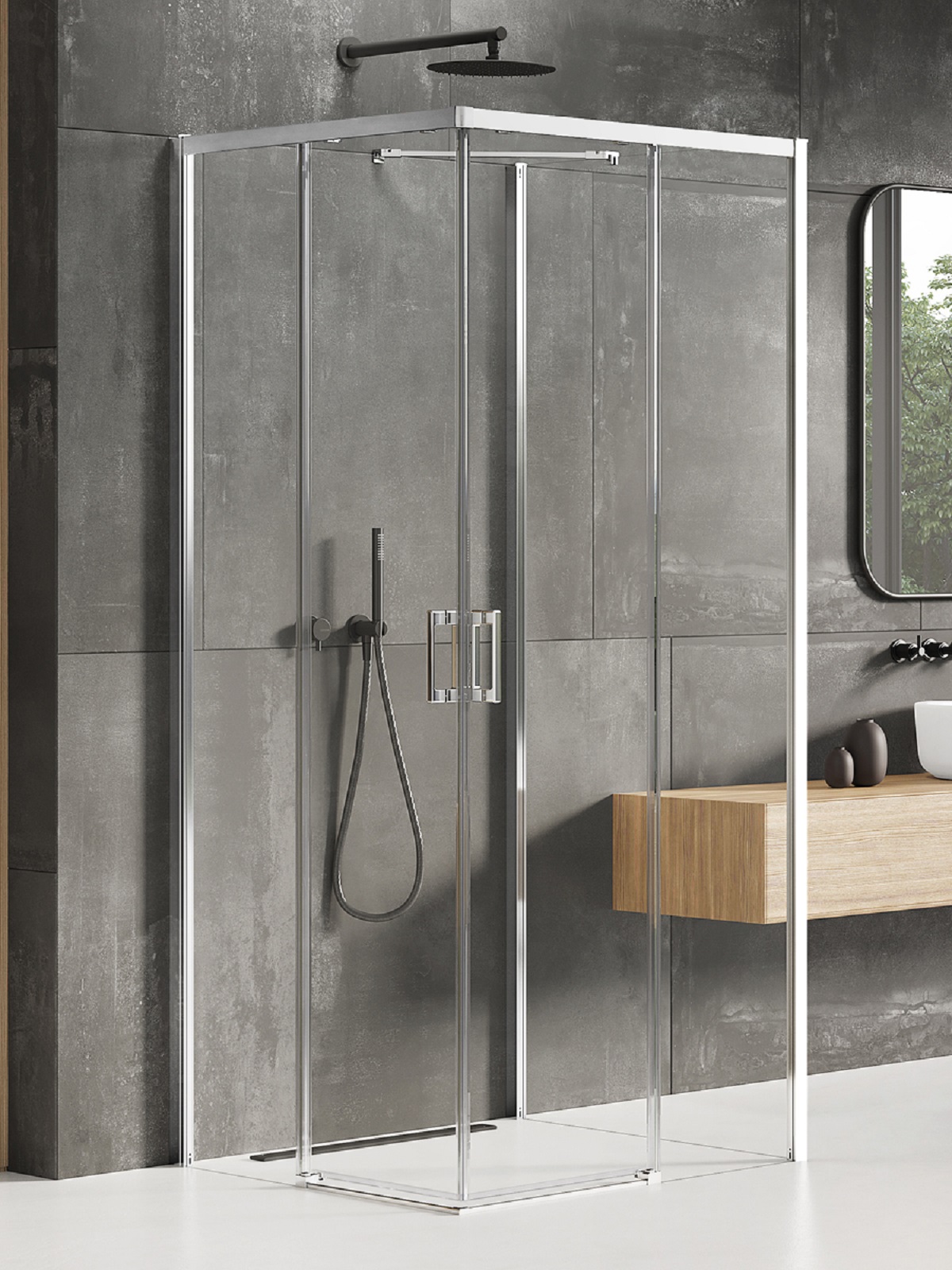 New Trendy Prime box doccia 90x80 cm rettangolare cromo lucida/vetro trasparente K-0898