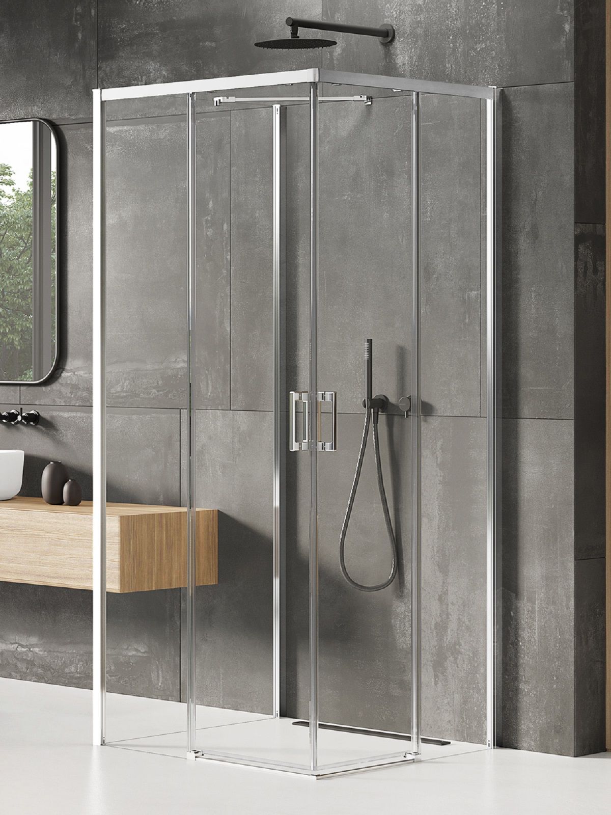 New Trendy Prime box doccia 80x70 cm rettangolare cromo lucida/vetro trasparente K-1516