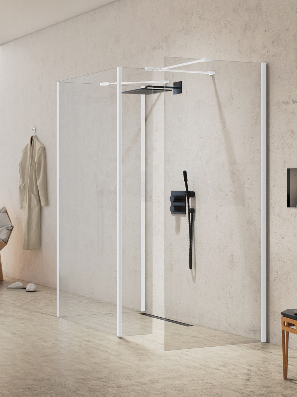 New Trendy New Modus White parete doccia walk-in 80 cm bianco opaca/vetro trasparente EXK-2333