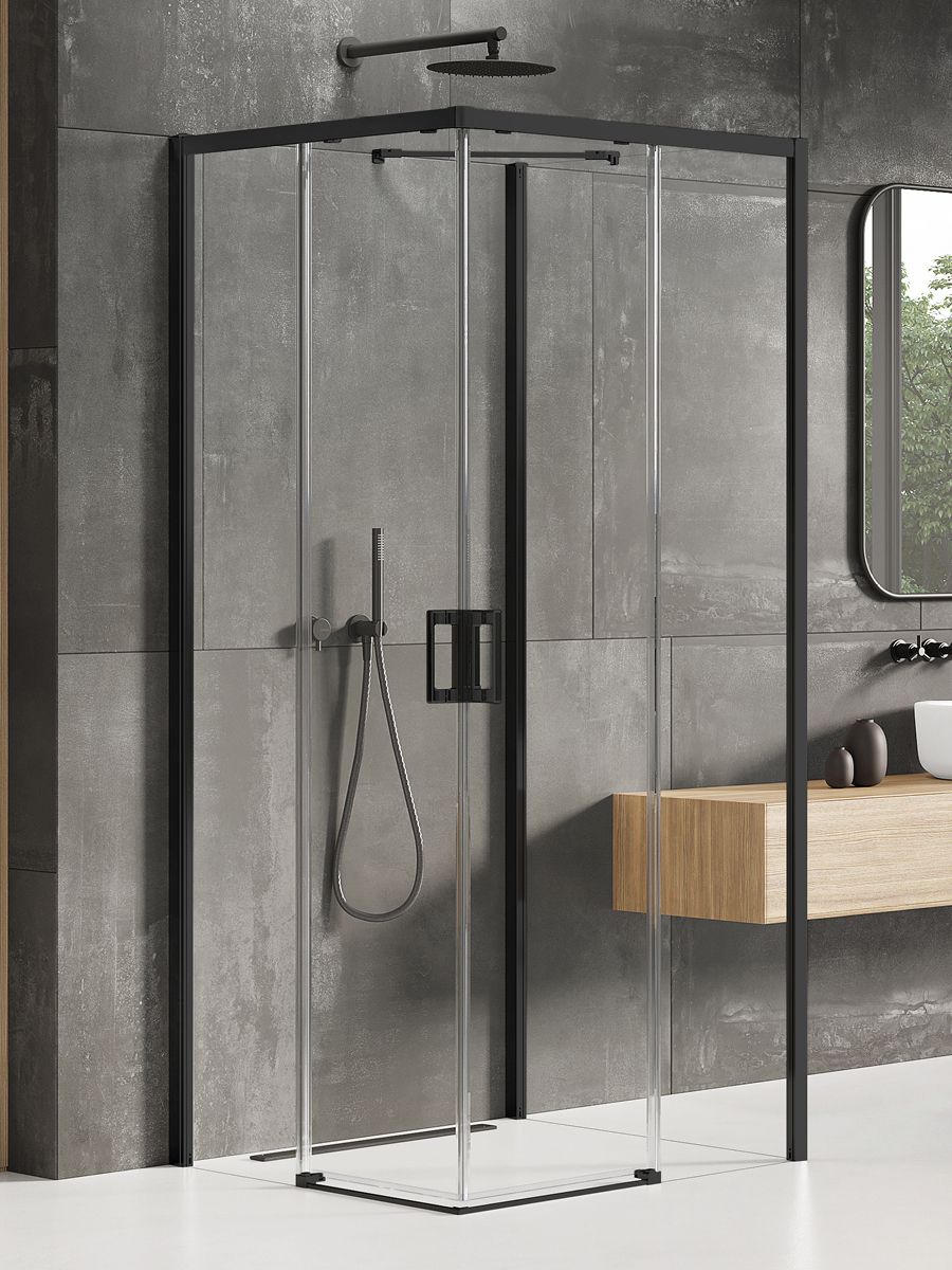New Trendy Prime Black box doccia 80x80 cm quadrato nero opaca/vetro trasparente K-0993