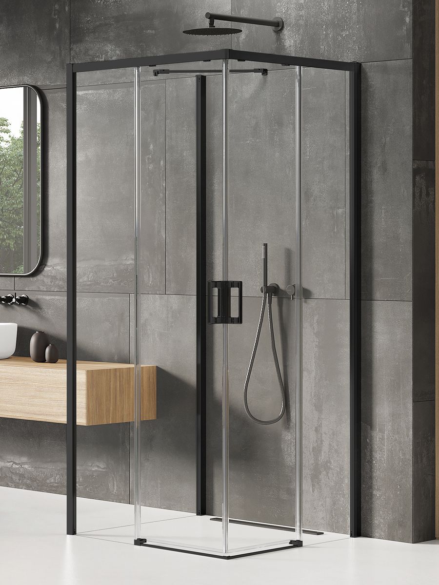 New Trendy Prime Black box doccia 100x90 cm rettangolare nero opaca/vetro trasparente K-1530