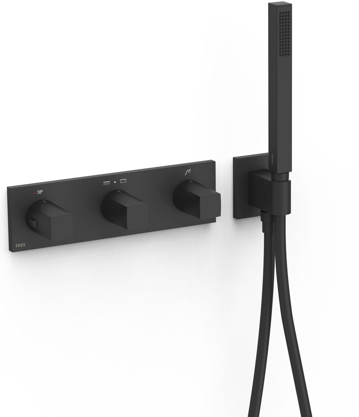 Tres B-System rubinetto per vasca e doccia da incasso con termostato nero 30725301NM