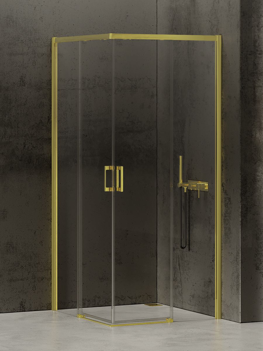 New Trendy Prime Light Gold box doccia 80x70 cm rettangolare oro lucida/vetro trasparente D-0416A/D-0415A