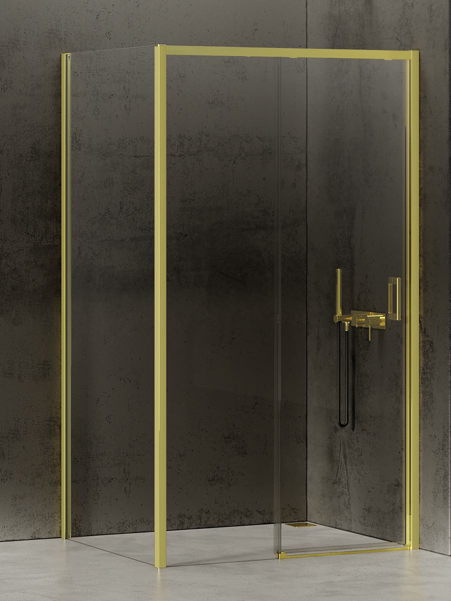 New Trendy Prime Light Gold box doccia 100x100 cm quadrato oro lucida/vetro trasparente K-1439