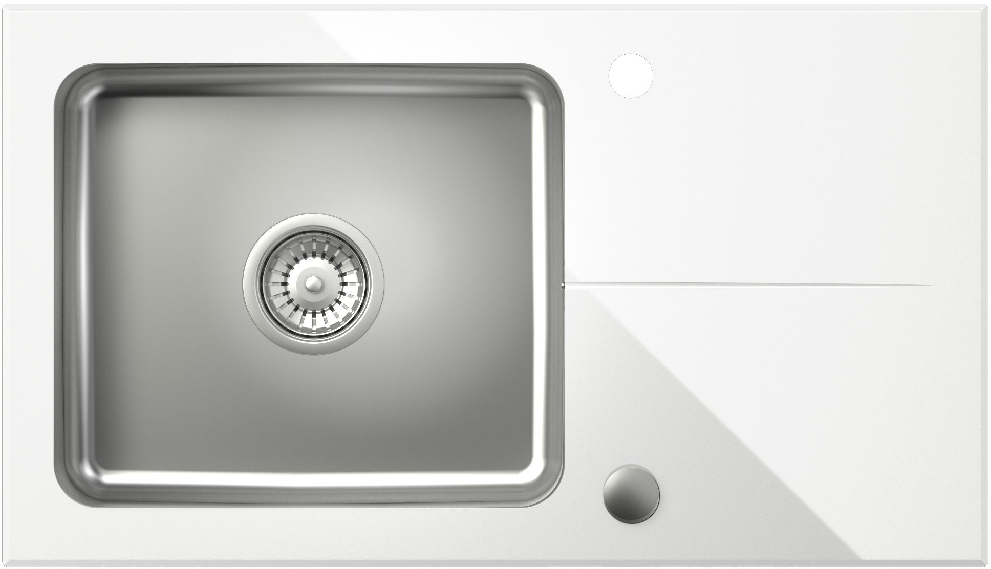 Quadron Hugh lavello in vetro e acciaio 77x44 cm bianco ST3577SB1BS