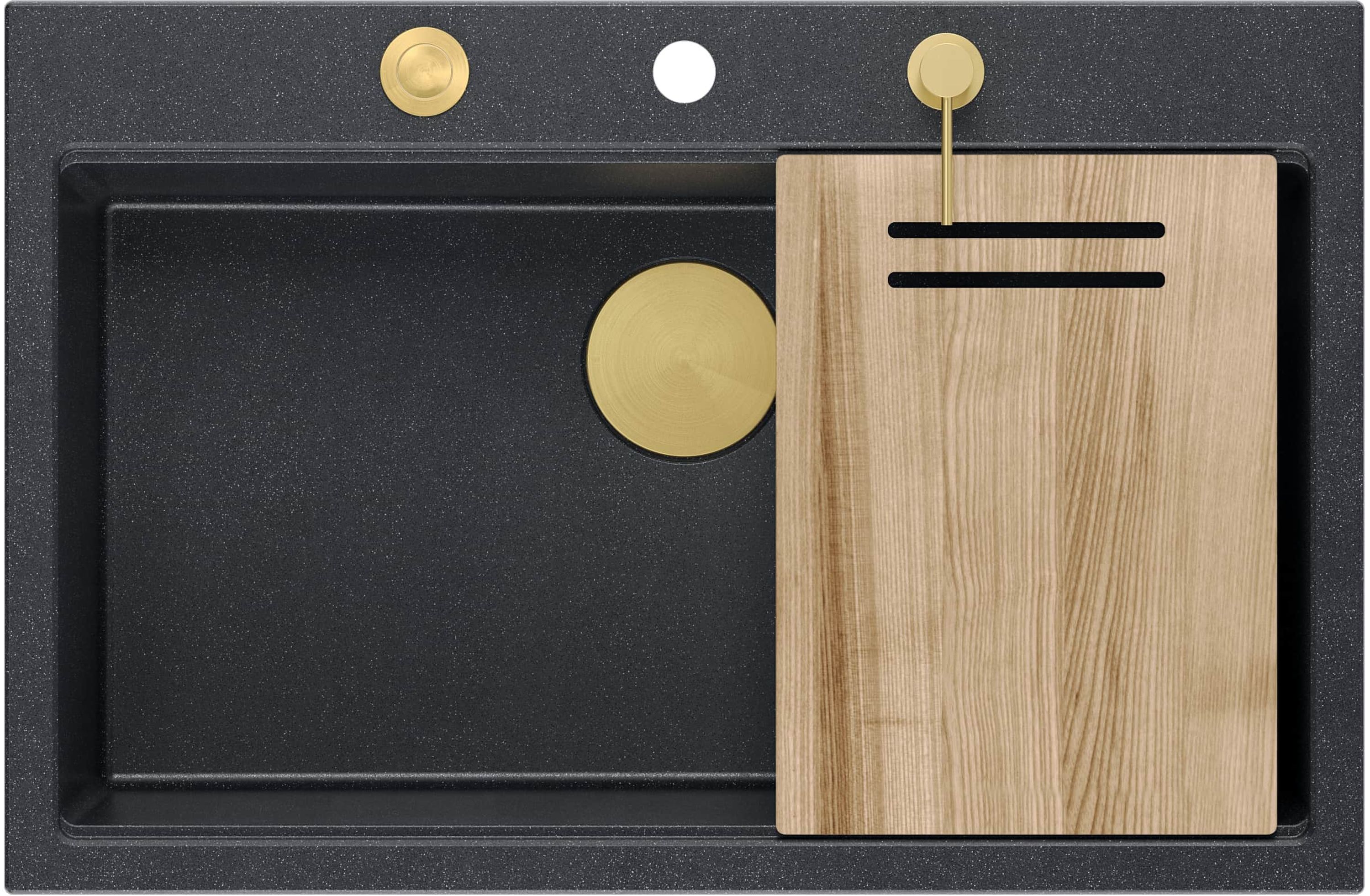 Quadron Marc lavello graniteq 76x50 cm nero HQM7650U8_PVDG1