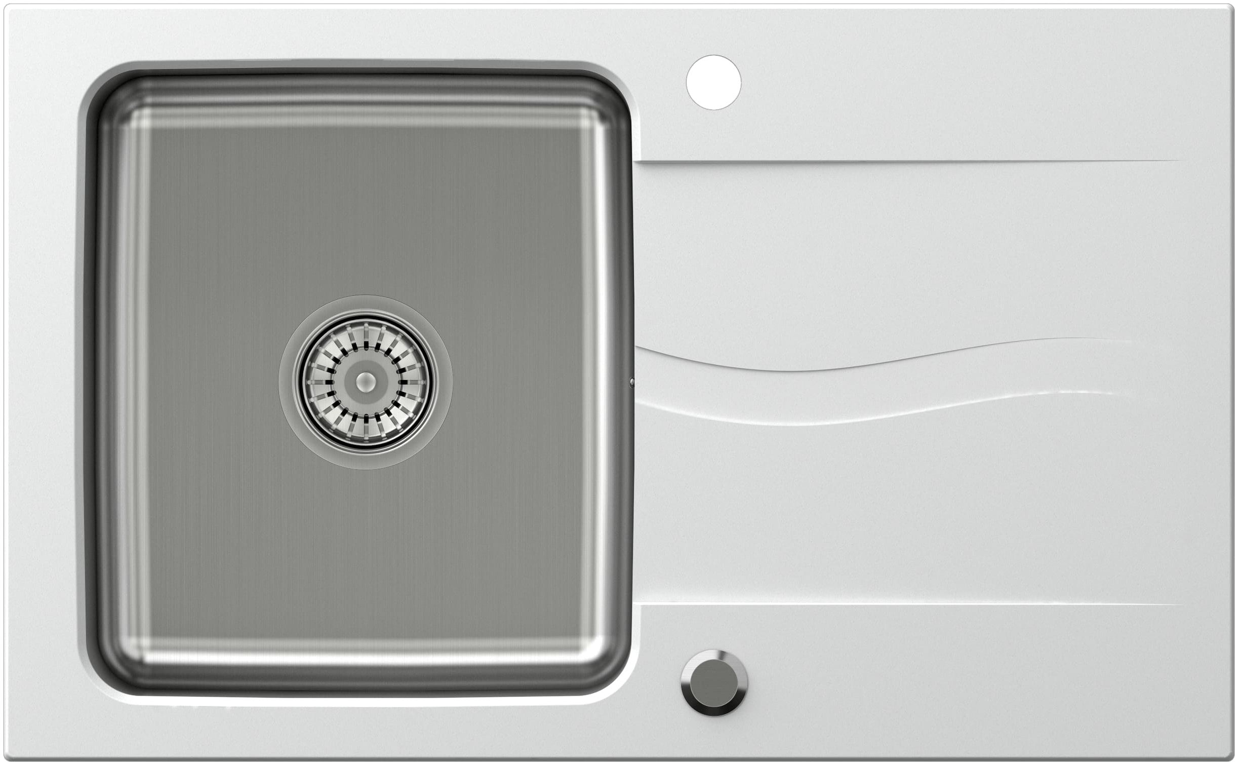 Quadron Michael lavello in granito e acciaio 78x48 cm bianco FUS_M7848BI