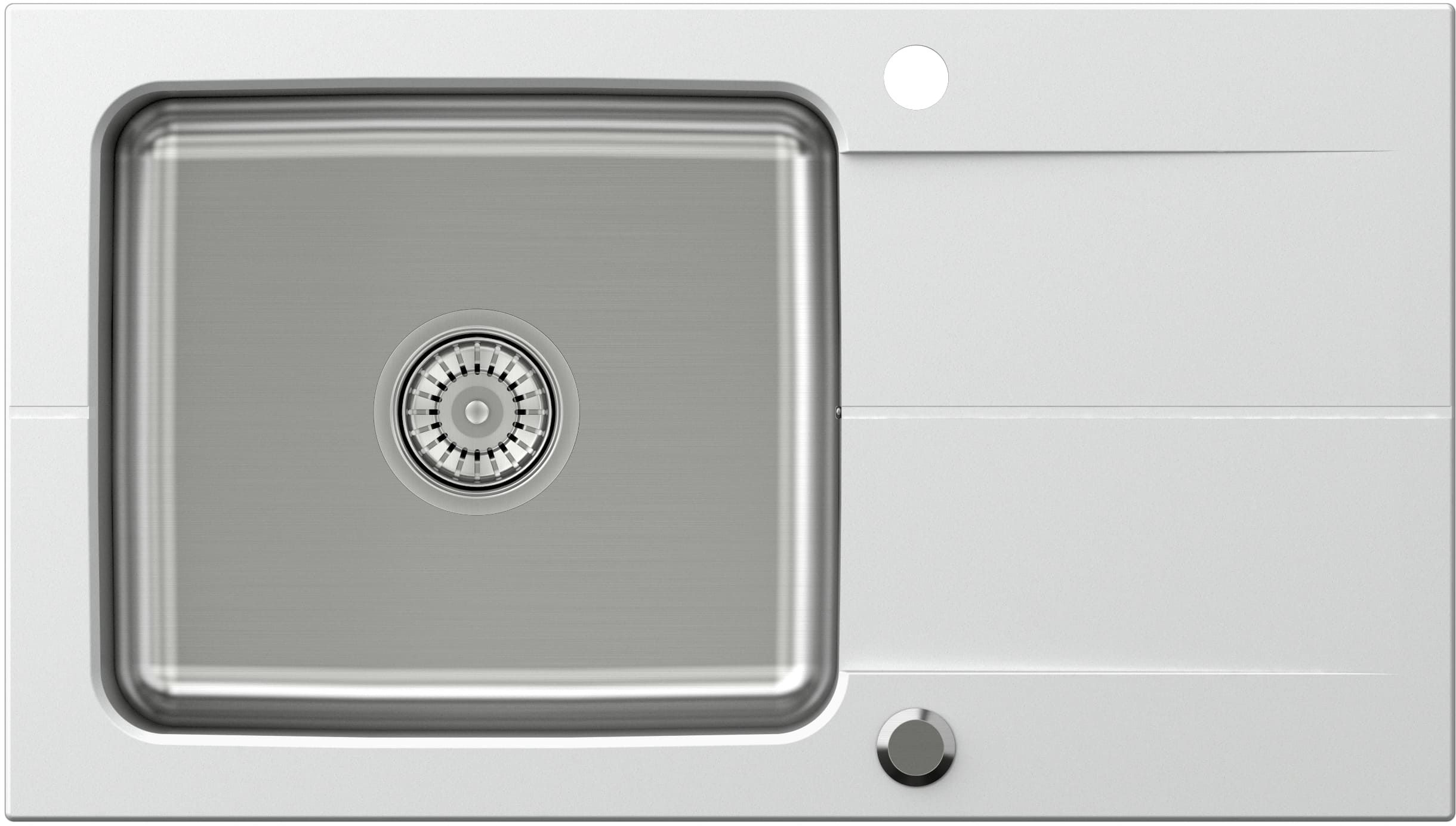 Quadron Edward lavello in granito e acciaio 78x44 cm bianco FUS_E7844BI