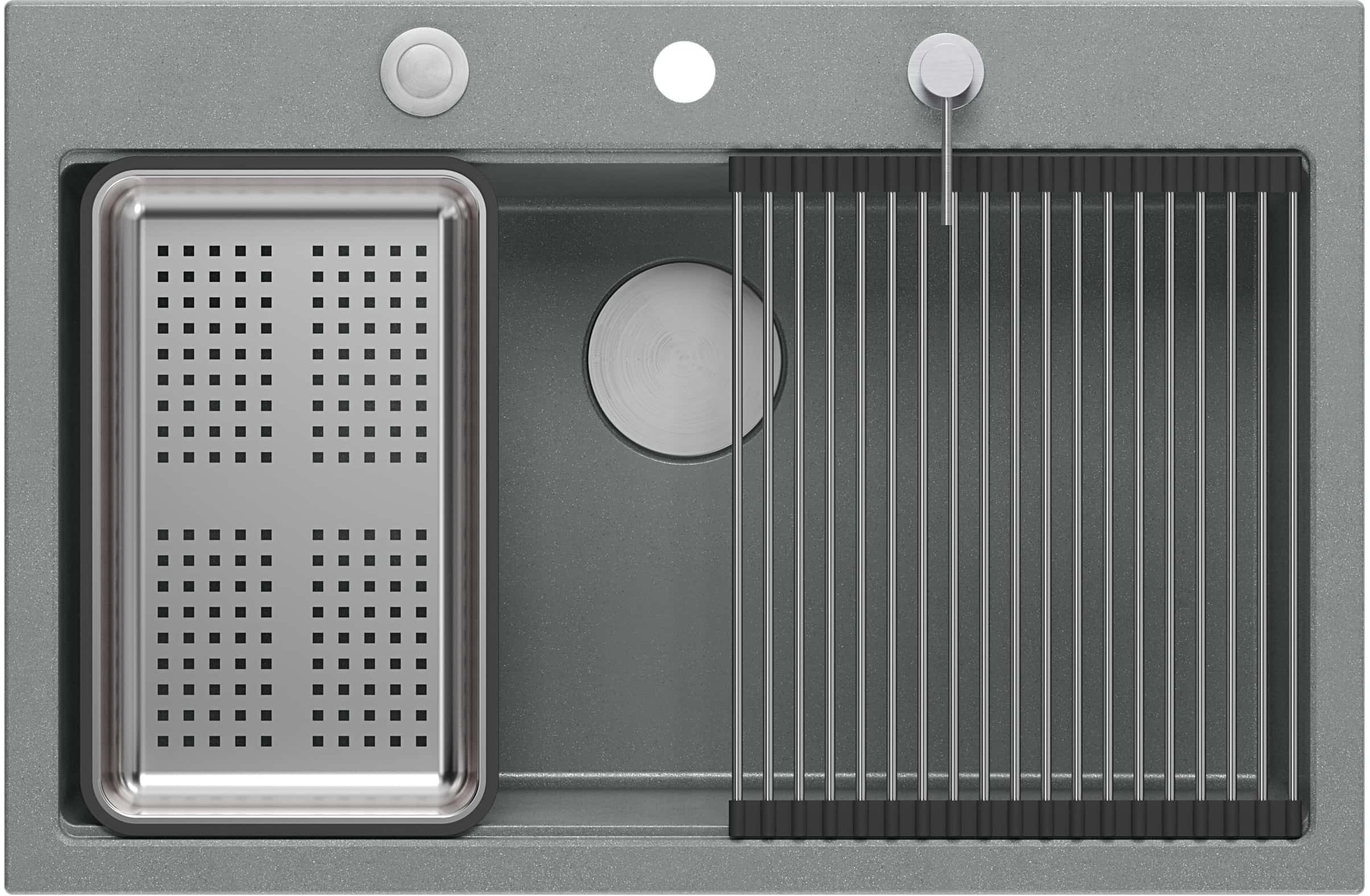 Quadron Marc lavello graniteq 76x50 cm grigio/grafite/inox HQM7650U5_BS