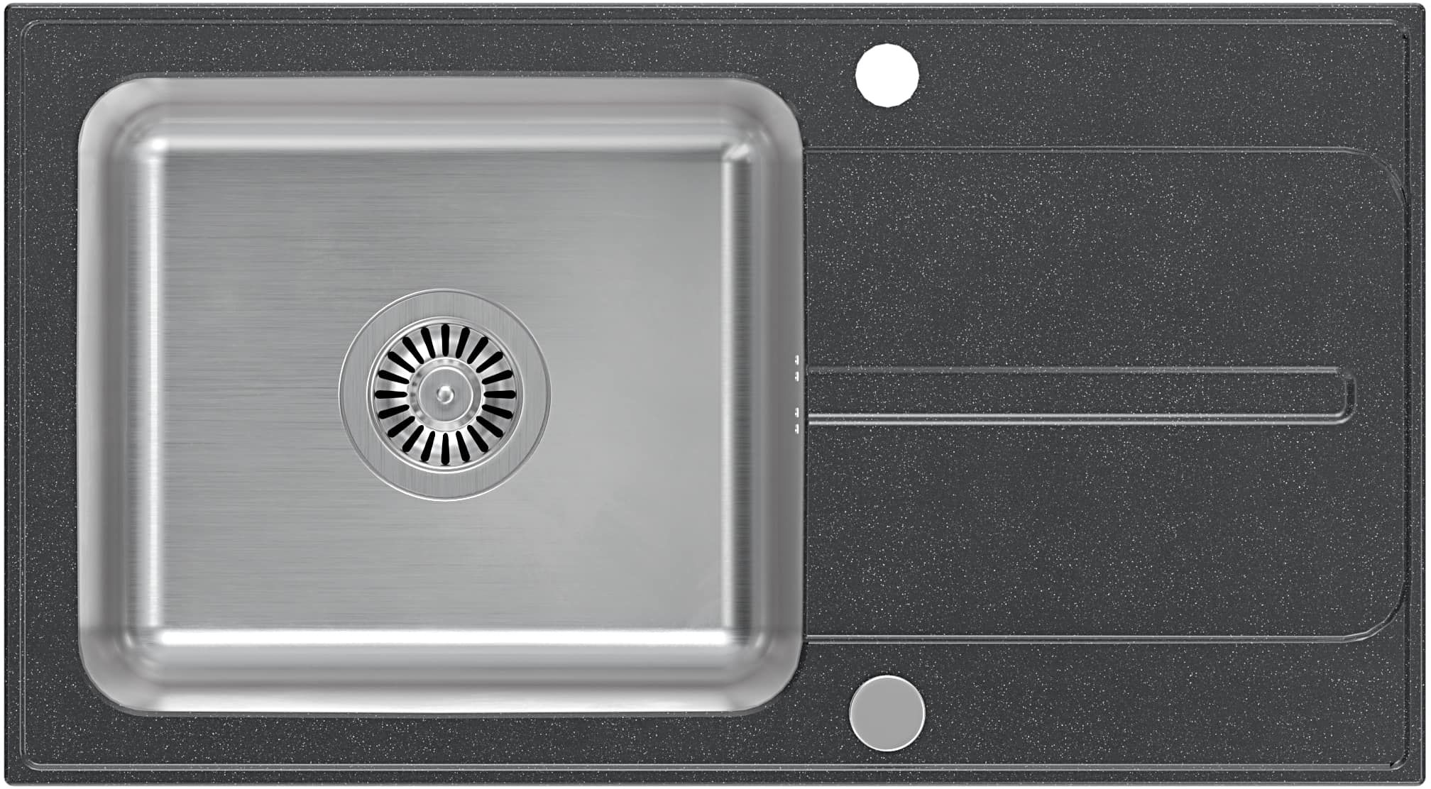 Quadron Ralph lavello in granito e acciaio 78x43 cm nero FUS_R7843CZ