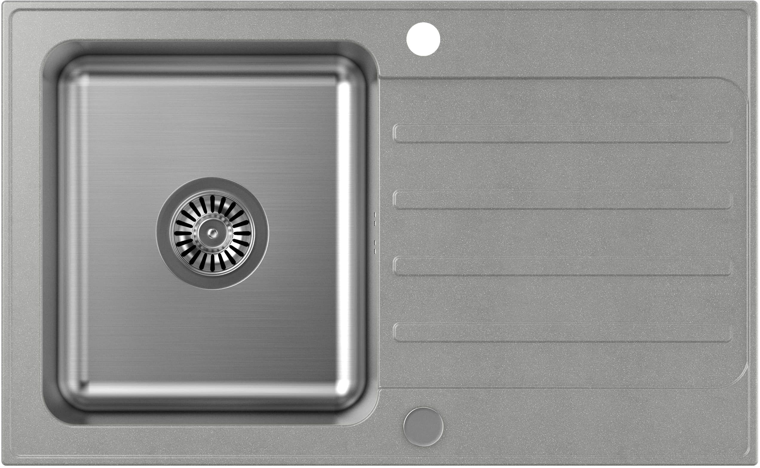 Quadron Kenneth lavello in granito e acciaio 78x48 cm grigio/grafite/inox FUS_K7848SZ