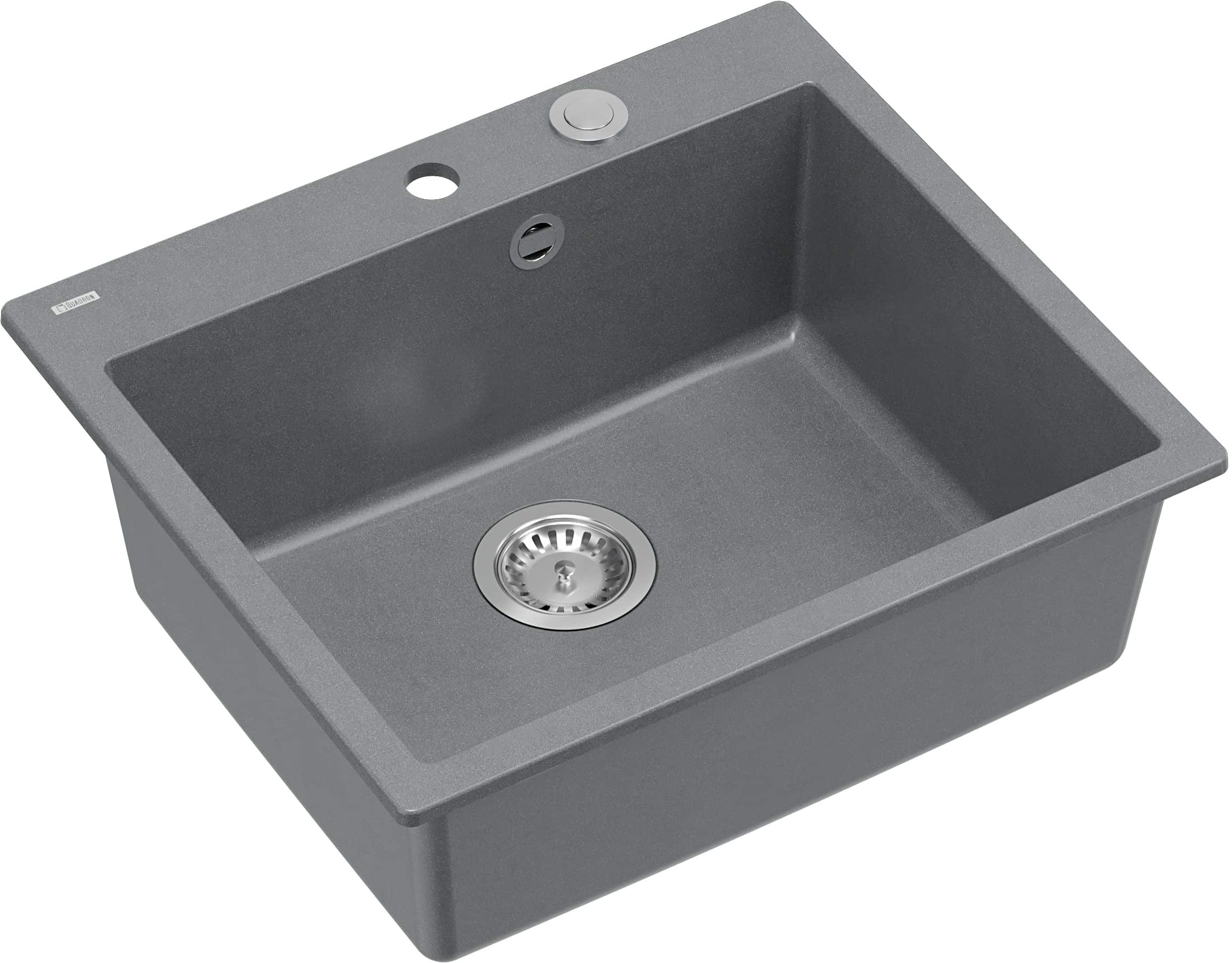 Quadron Morgan lavello graniteq 57x50 cm grigio/grafite/inox HB8304U5-BS_P2O
