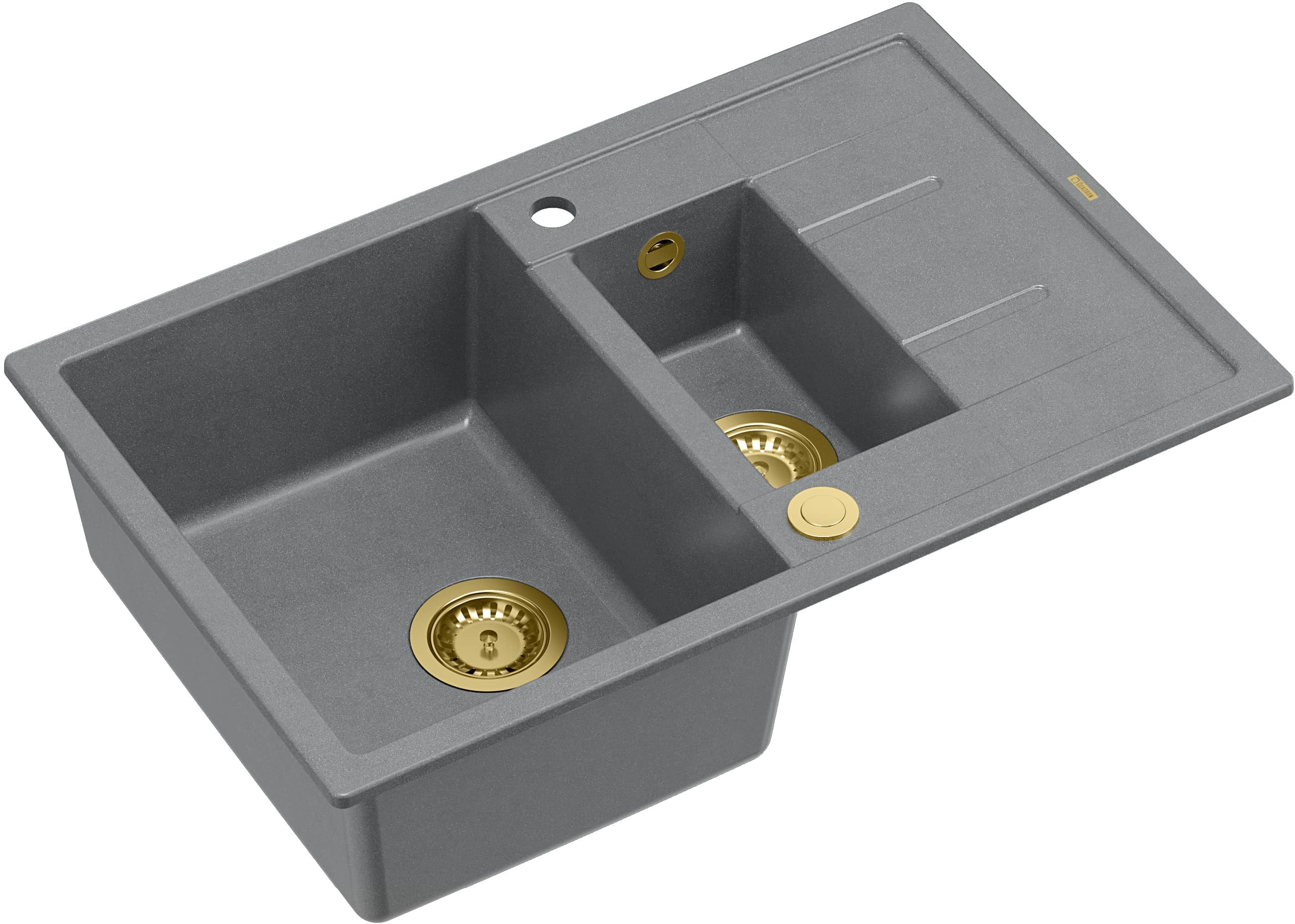 Quadron Morgan lavello graniteq 78x50 cm grigio/grafite/inox HB8224U5-G1_P2O