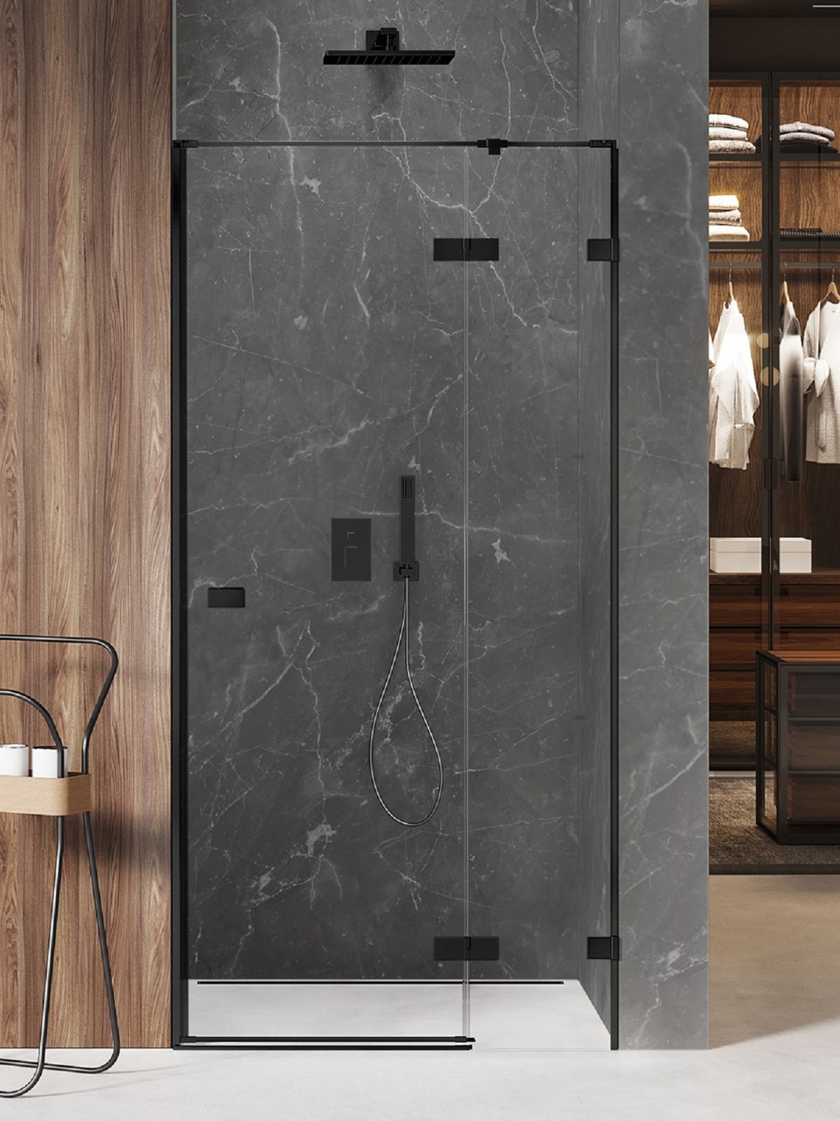 New Trendy Avexa Black porta doccia 110 cm a battente nero opaca/vetro trasparente EXK-1553