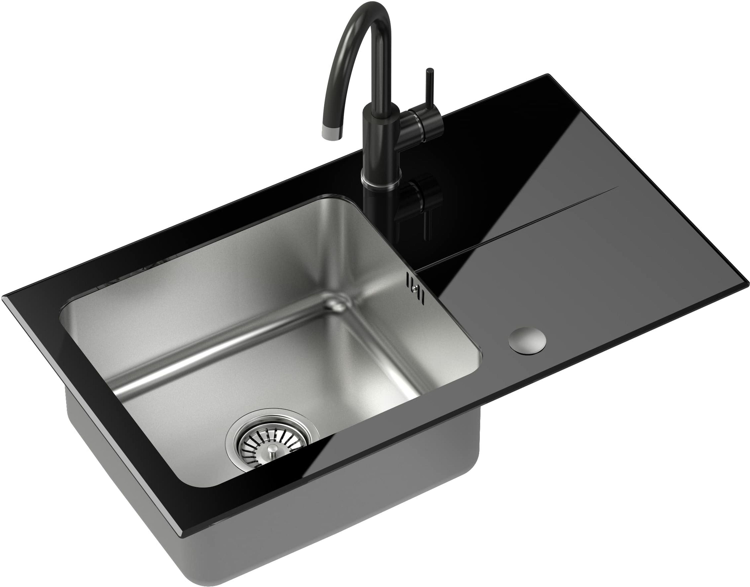 Quadron Hugh lavello con rubinetto nero/nero ST3577SC1BS-BW7059CZP