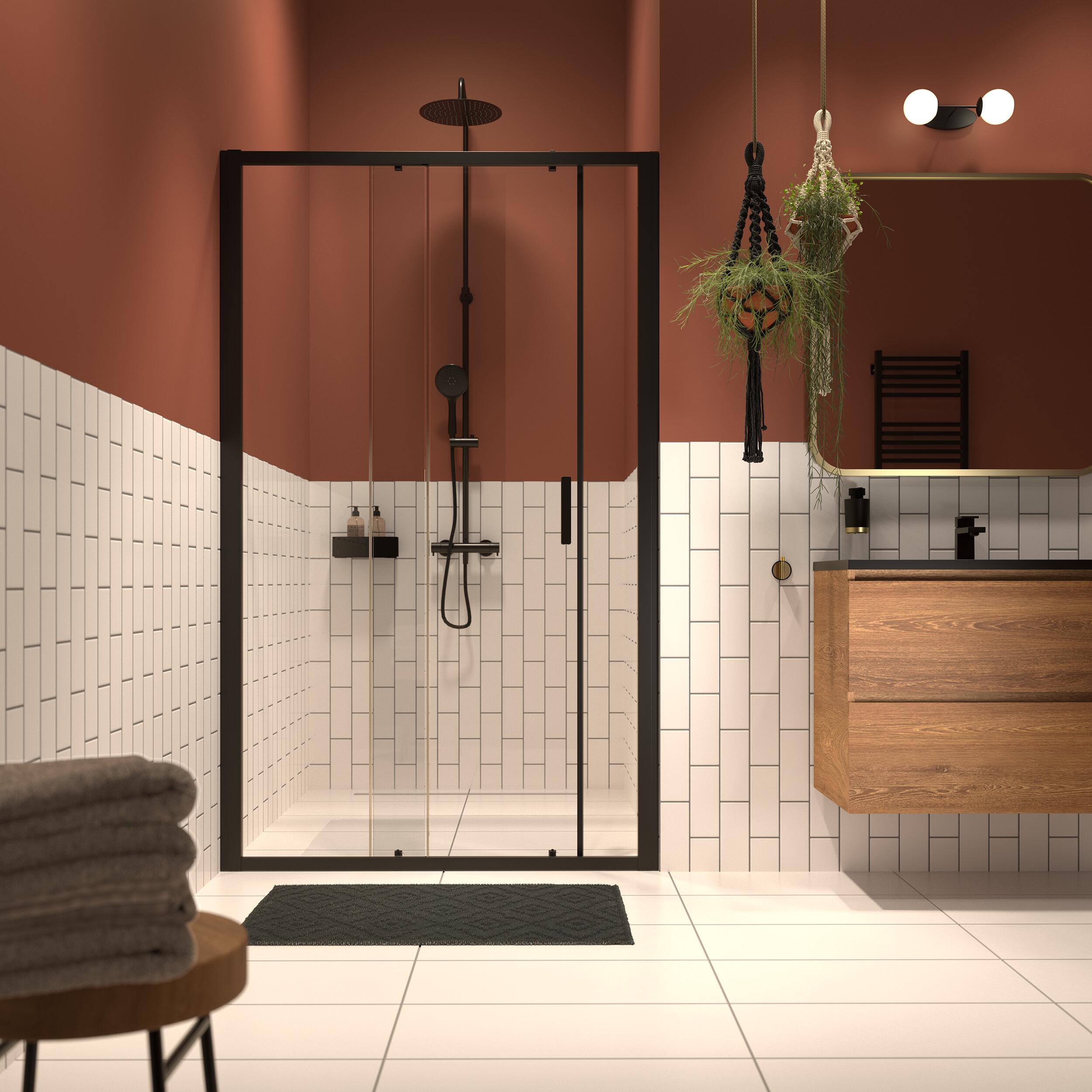 Sealskin INC porta doccia 140 cm scorrevole nero opaca/vetro trasparente XI101406195100