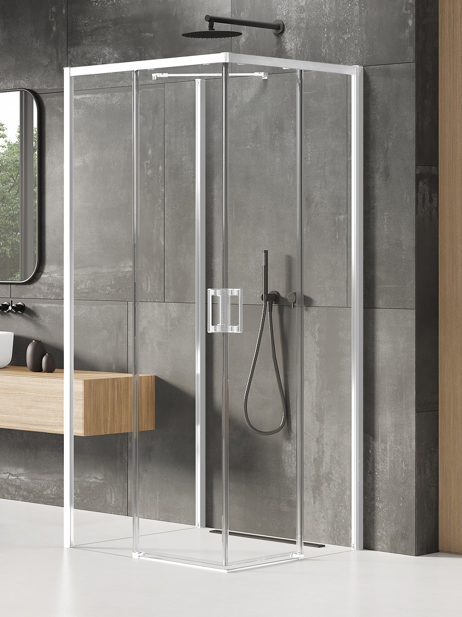 New Trendy Prime White box doccia 100x90 cm rettangolare bianco opaca/vetro trasparente K-1539