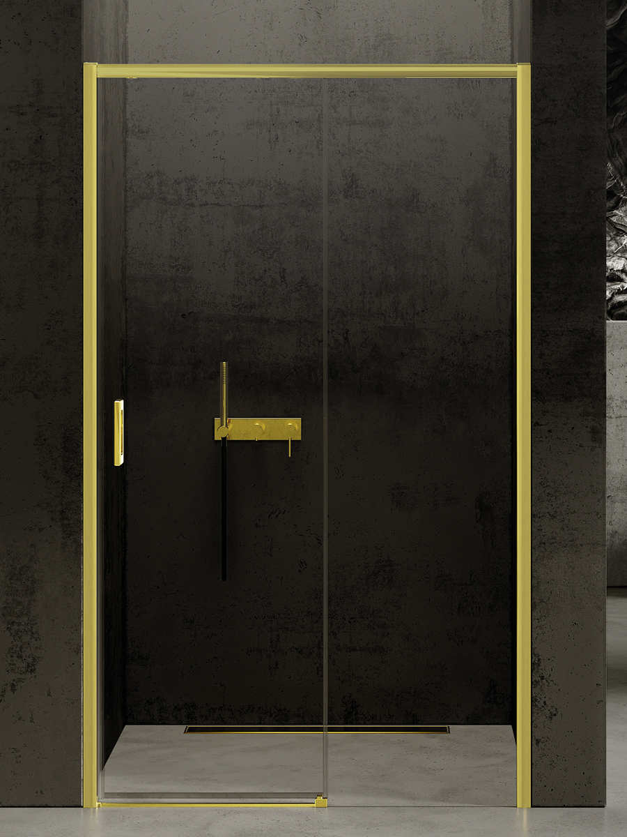 New Trendy Prime Light Gold porta doccia 140 cm scorrevole oro lucida/vetro trasparente D-0429A