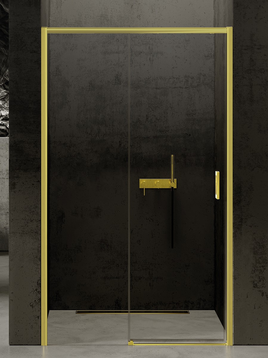 New Trendy Prime Light Gold porta doccia 150 cm scorrevole oro lucida/vetro trasparente D-0430A
