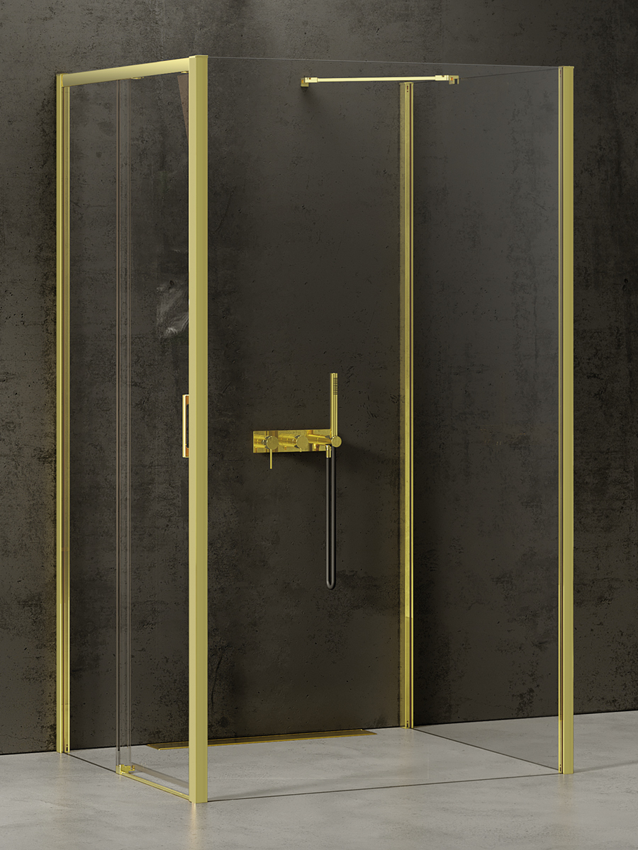 New Trendy Prime Light Gold box doccia 120x100 cm rettangolare oro lucida/vetro trasparente K-1167