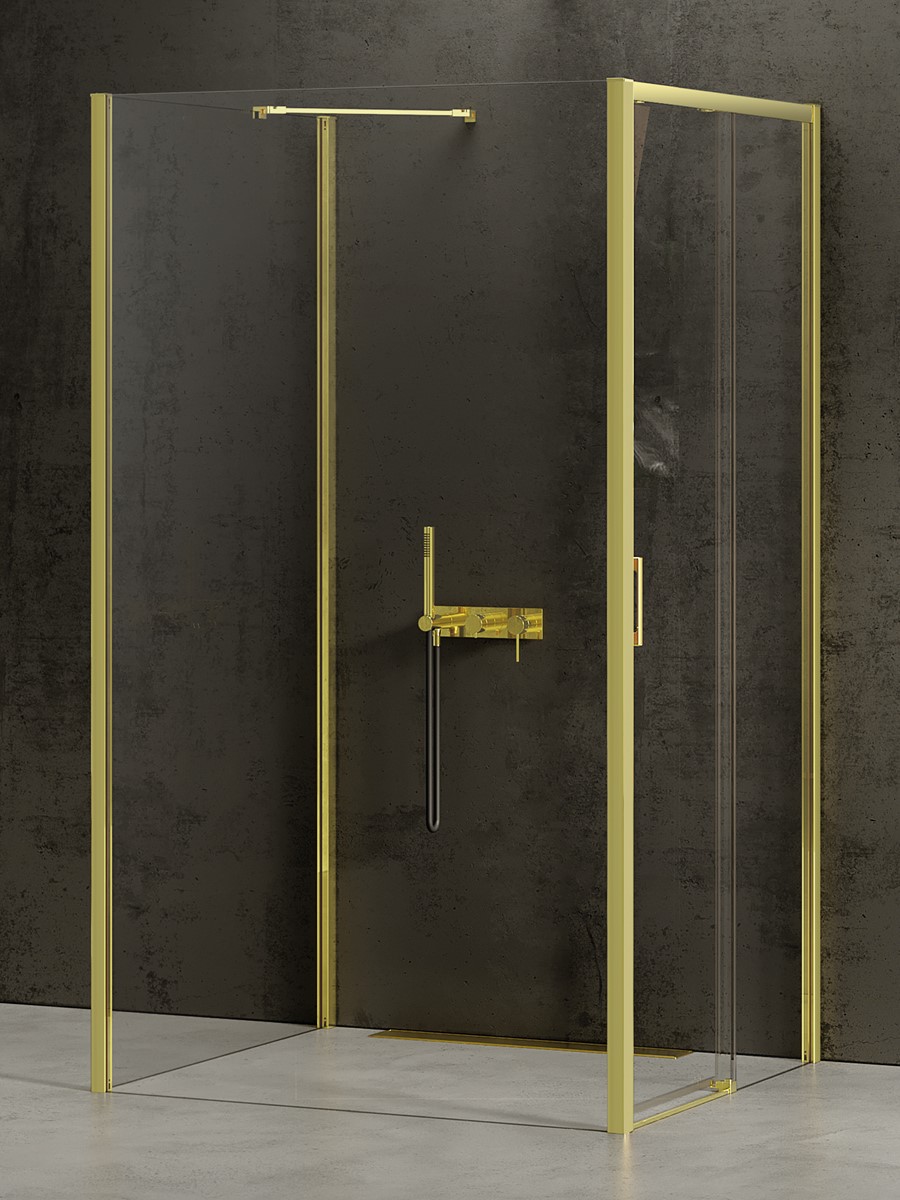 New Trendy Prime Light Gold box doccia 120x120 cm quadrato oro lucida/vetro trasparente K-1647