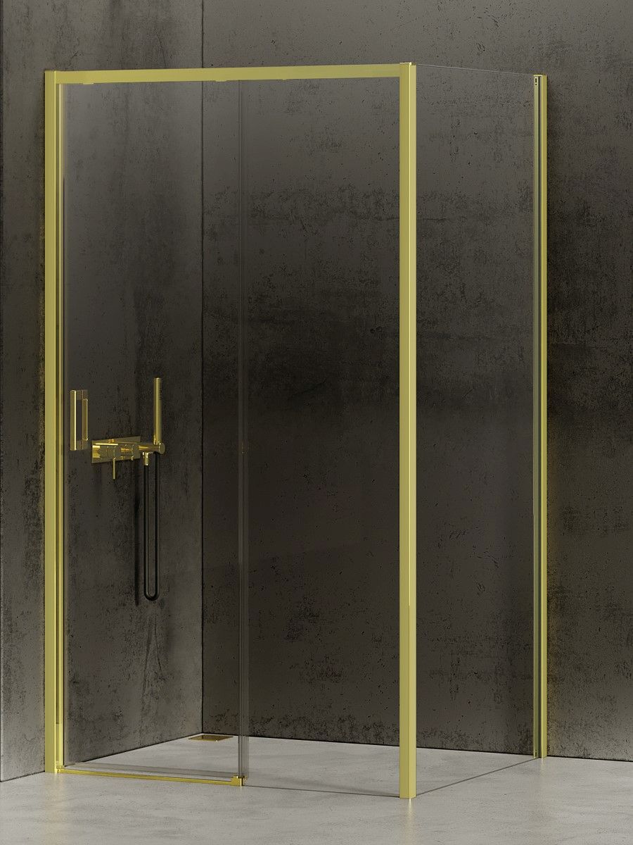 New Trendy Prime Light Gold box doccia 130x80 cm rettangolare oro lucida/vetro trasparente K-1477