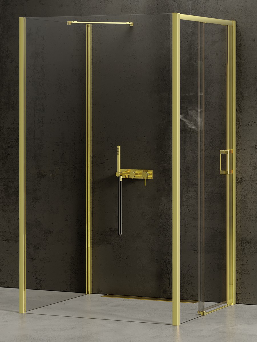 New Trendy Prime Light Gold box doccia 120x110 cm rettangolare oro lucida/vetro trasparente K-1556