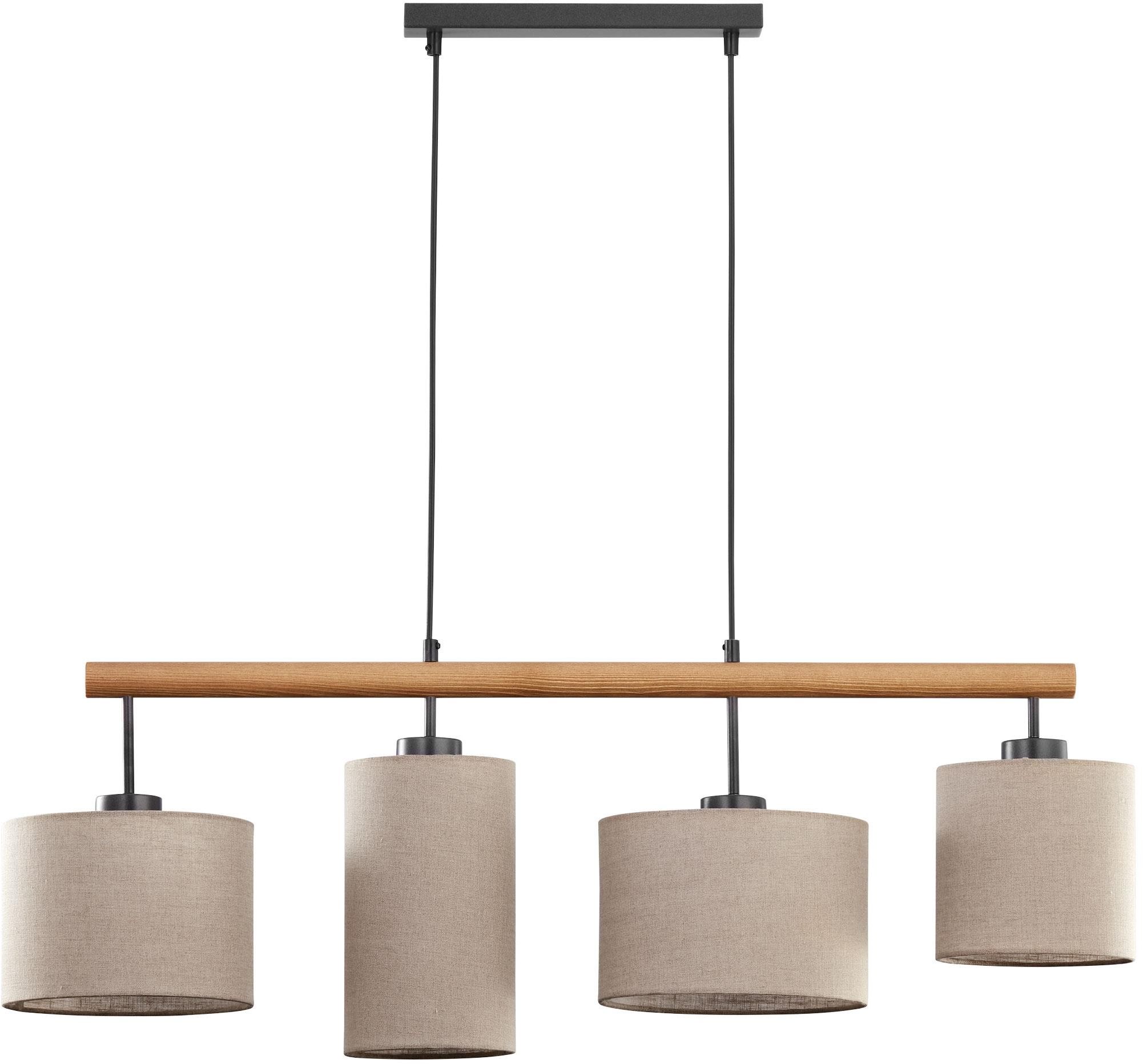 TK Lighting Deva Nature lampada sospesa 4x15 W nero-grigio/cenere-legno-beige 6108