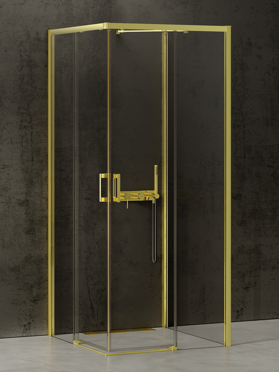 New Trendy Prime Light Gold box doccia 100x80 cm rettangolare oro lucida/vetro trasparente K-1193