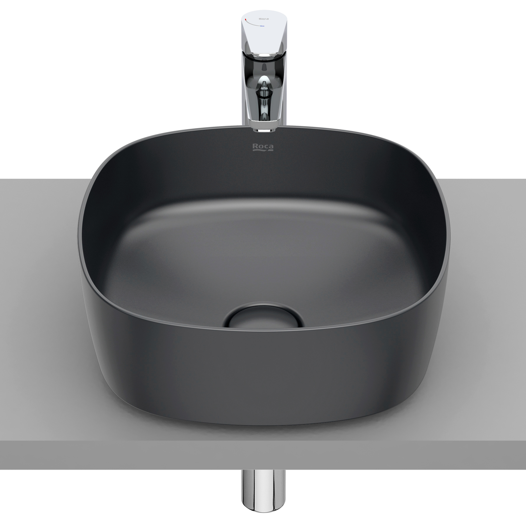 Roca Inspira lavabo 37x37 cm quadrata da appoggio grigio/pietra A327502640