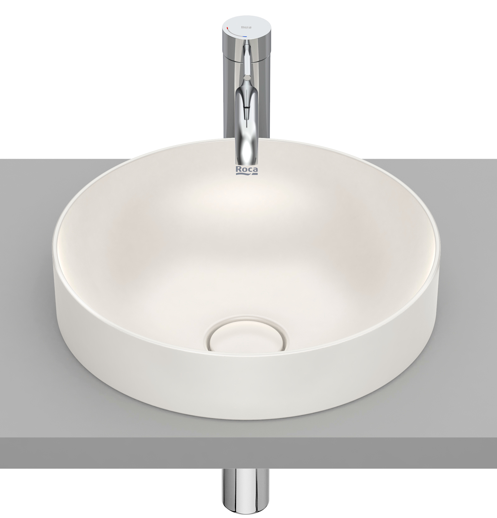Roca Inspira lavabo 37x37 cm rotonda da incasso marrone/beige A32752R650