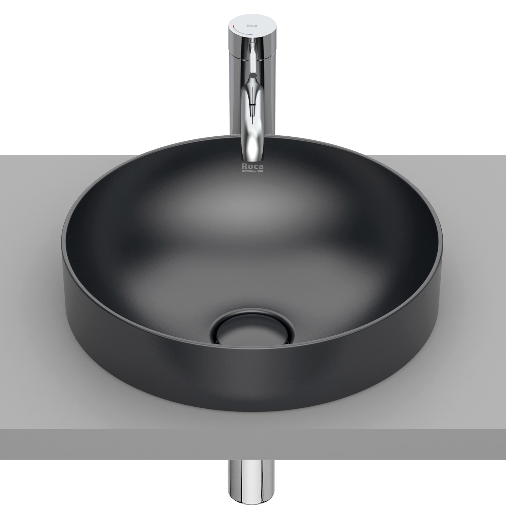 Roca Inspira lavabo 37x37 cm rotonda da incasso grigio/pietra A32752R640