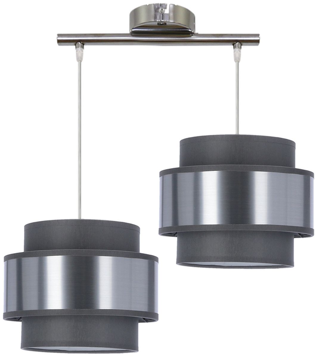 Candellux Hare lampada sospesa 2x60 W cromo-grigio/cenere-argento 32-18489