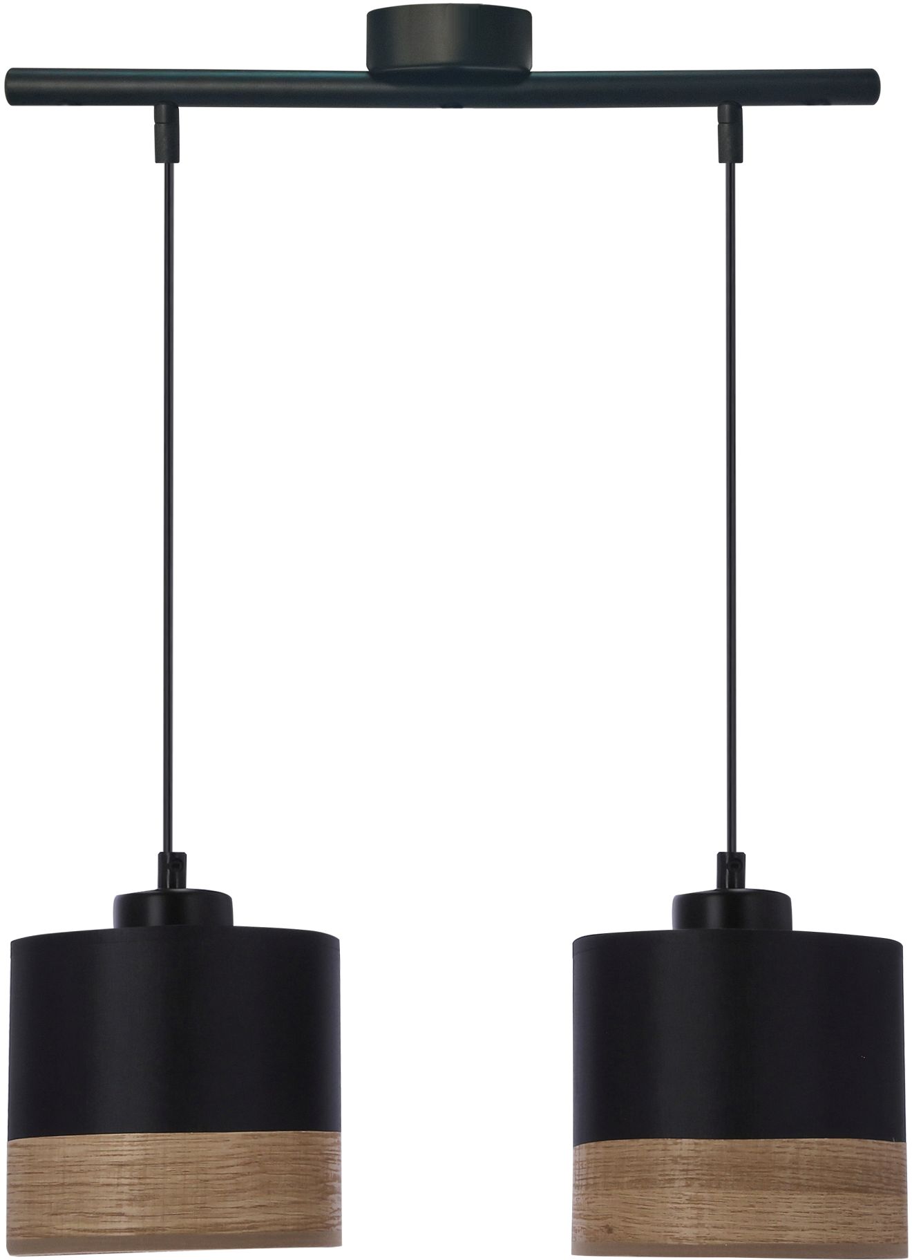 Candellux Porto lampada sospesa 2x60 W nero-legno-marrone 32-17604