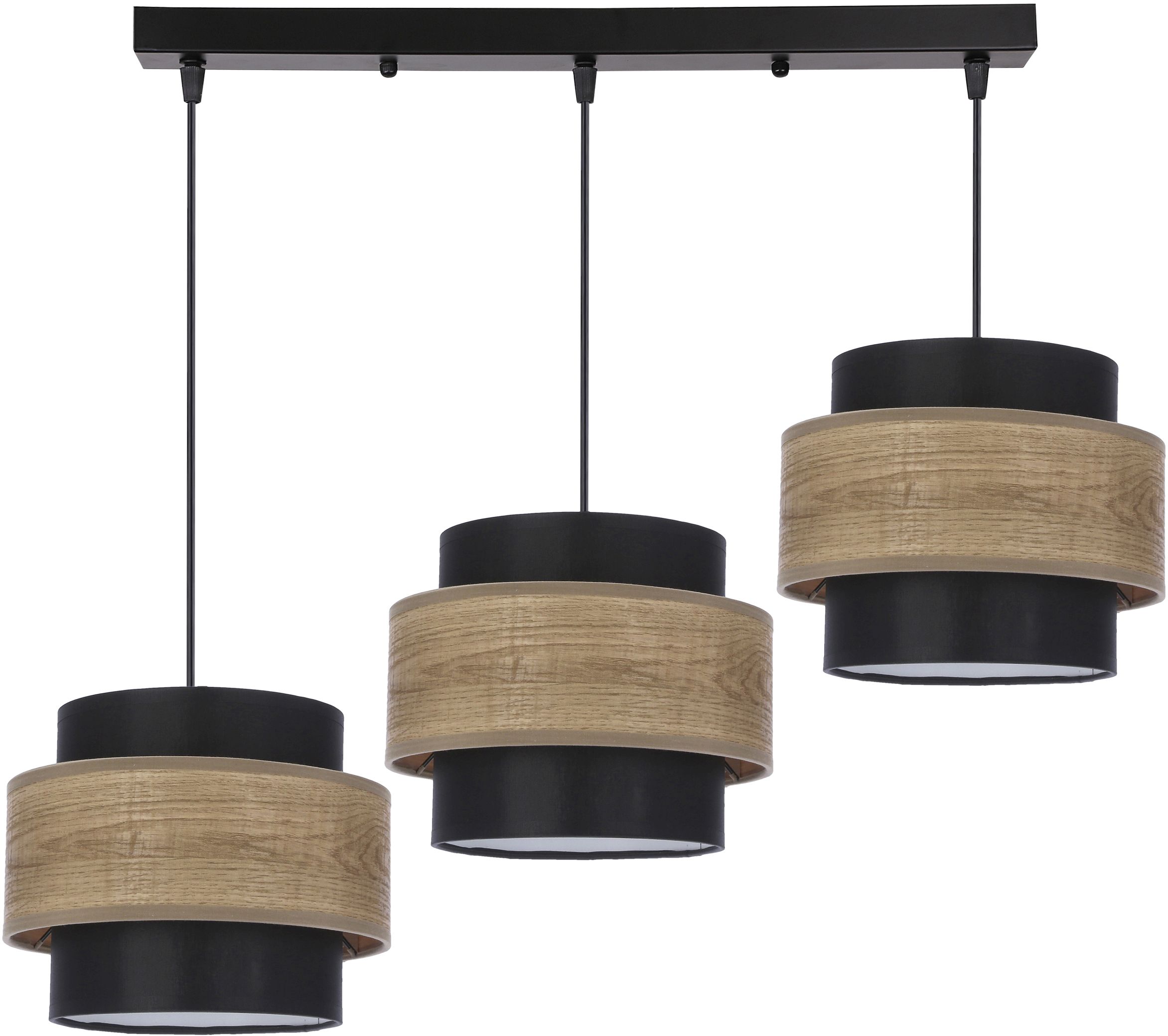 Candellux Twin lampada sospesa 3x40 W nero-legno-marrone 33-17895