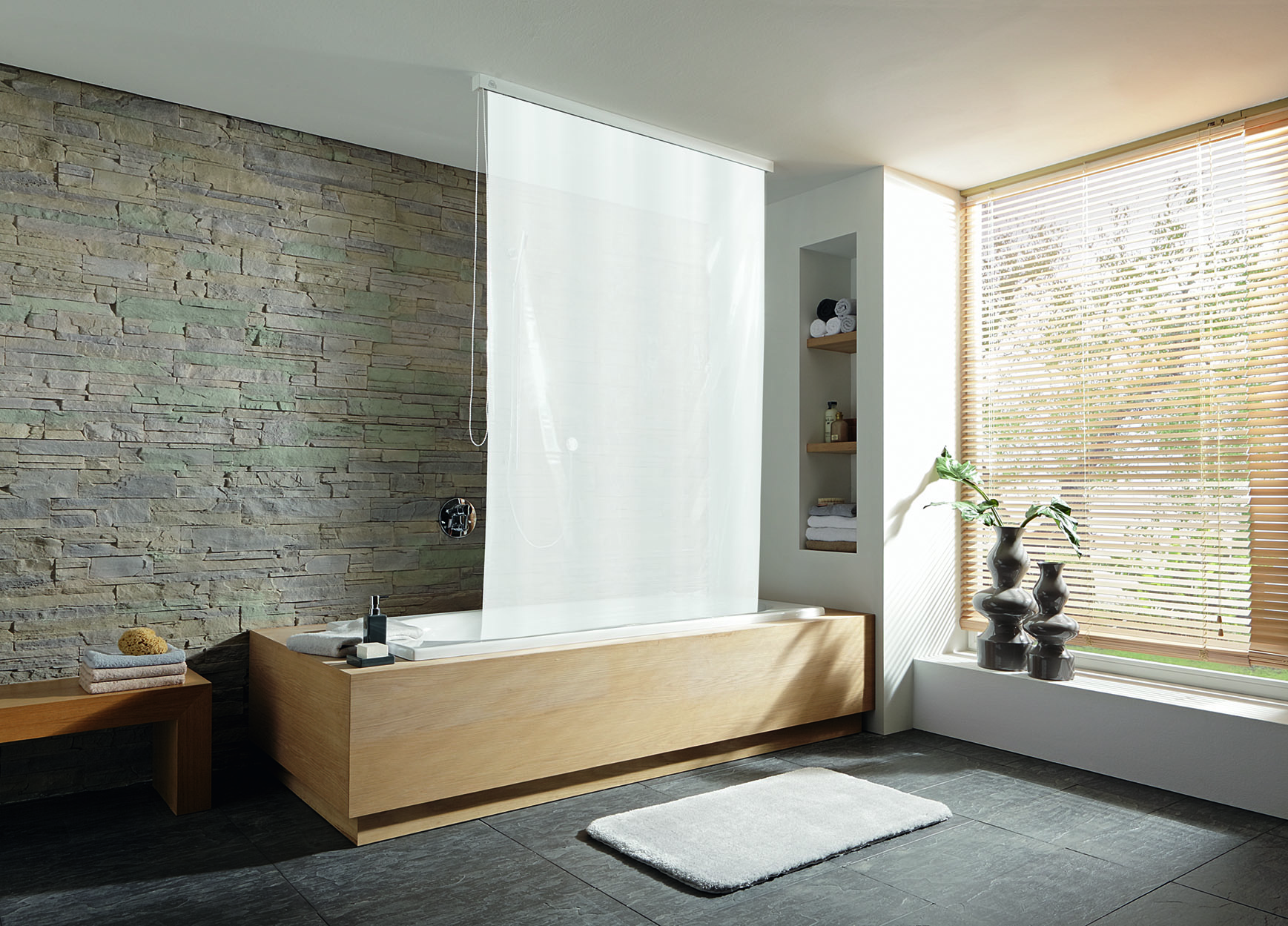 Kleine Wolke Duschrollo tenda da doccia avvolgibile senza cassetta 240x128 cm bianco 3321109747