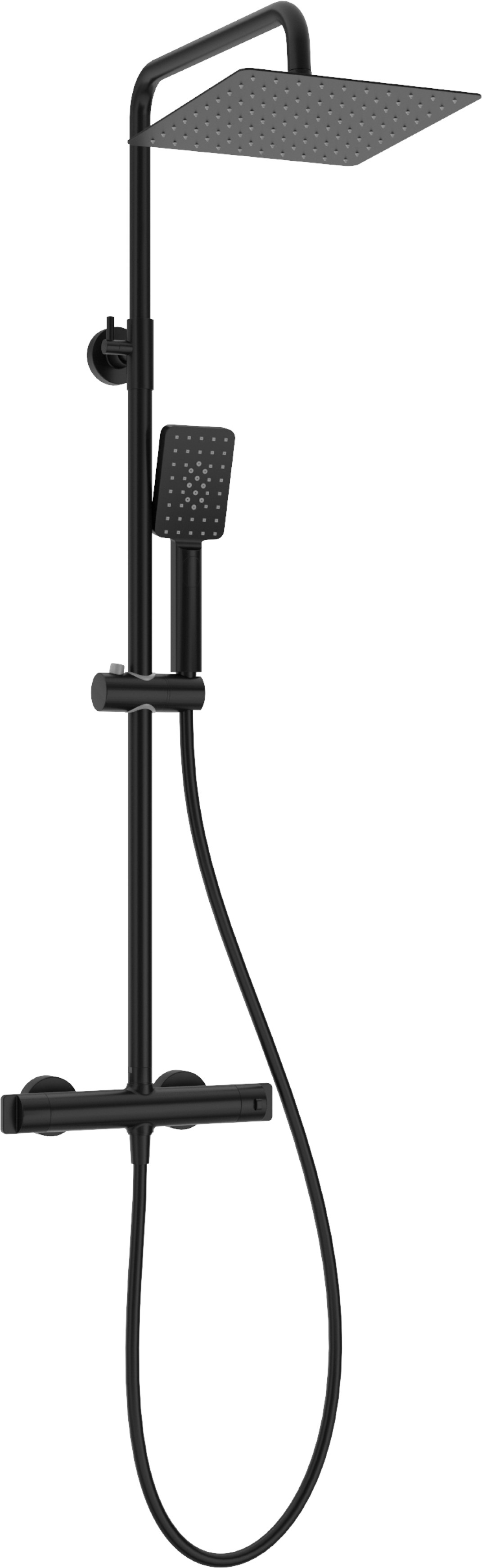 Deante set doccia a parete con termostato con soffione nero NAC_N4HT