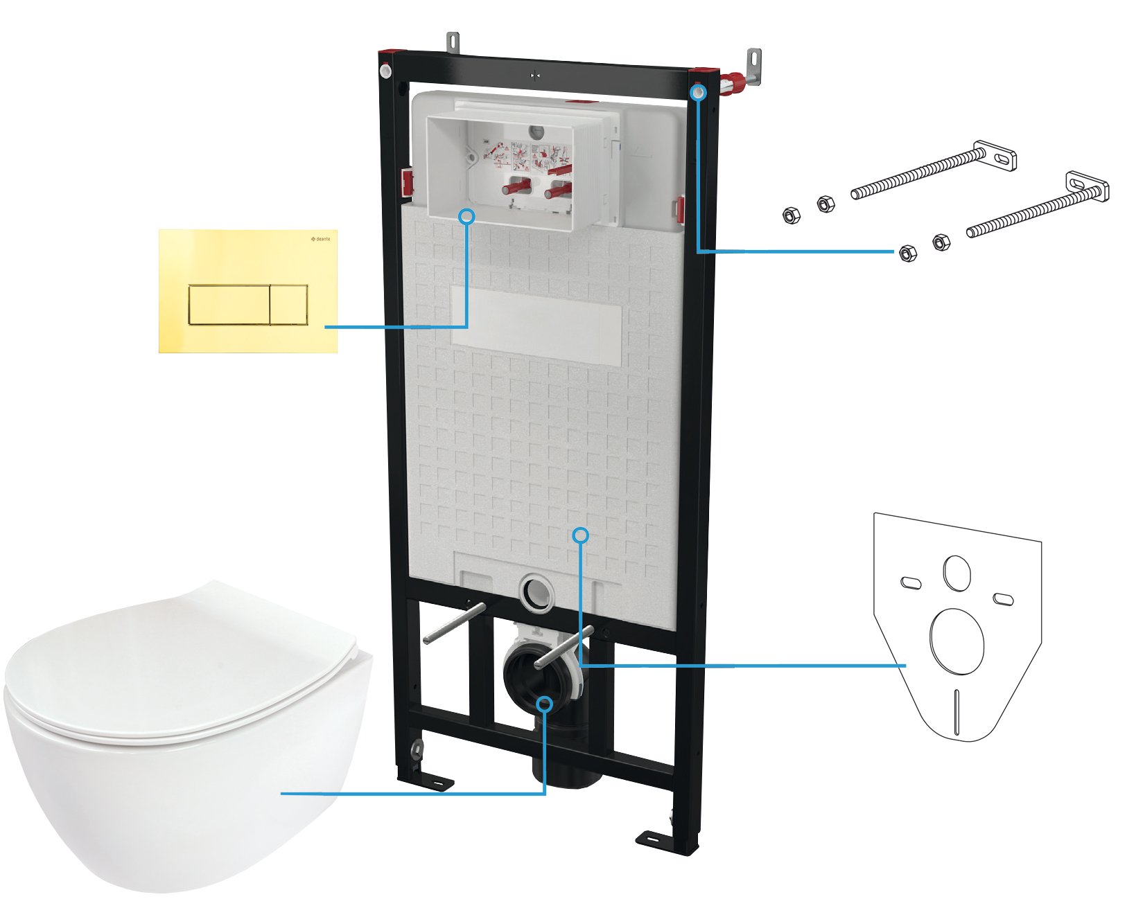 Deante Silia set modulo di installazione, vaso wc  e placca di comando CDLZ6ZPW