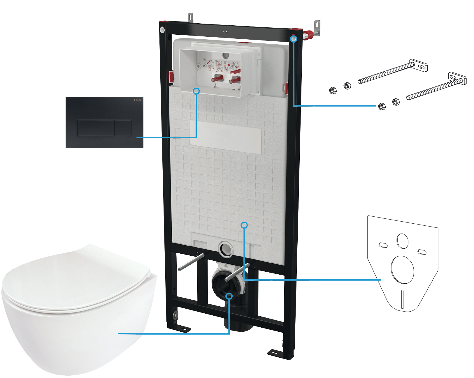 Deante Silia set modulo di installazione, vaso wc  e placca di comando CDLN6ZPW